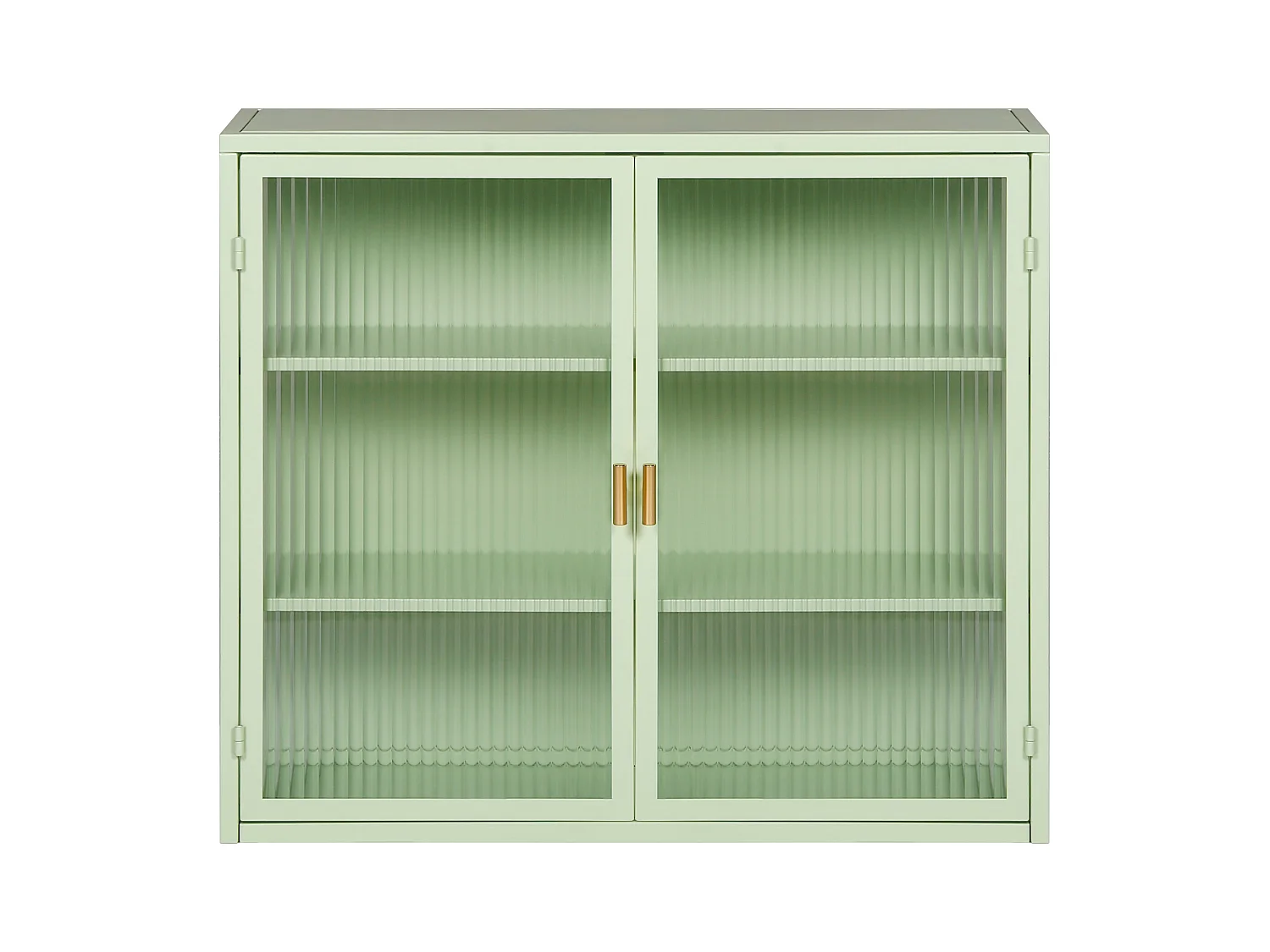 Buffet sospeso metallo vetro striato rangement murale moderno 2 porte menta 80x35x60 cm
