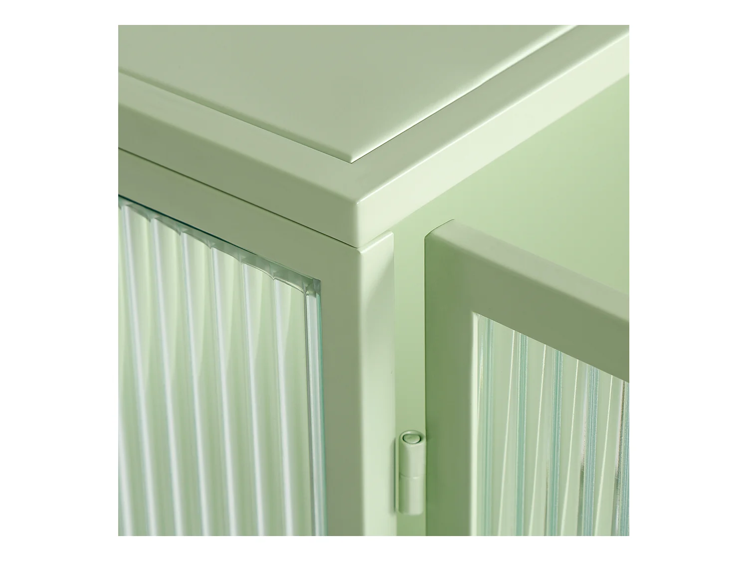 Buffet sospeso metallo vetro striato rangement murale moderno 2 porte menta 80x35x60 cm