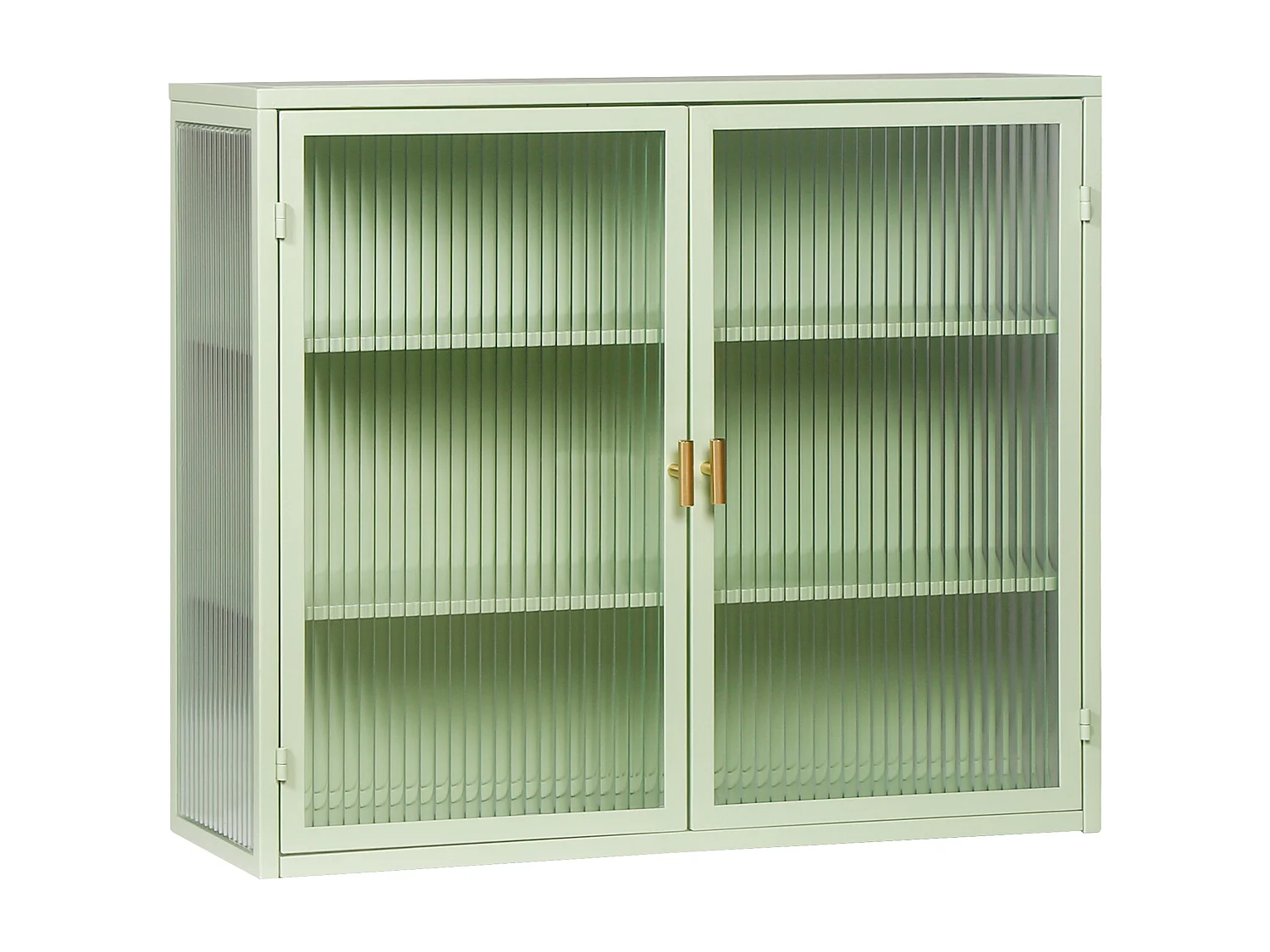 Buffet sospeso metallo vetro striato rangement murale moderno 2 porte menta 80x35x60 cm