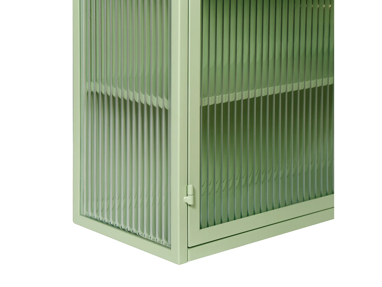 Buffet sospeso metallo vetro striato rangement murale moderno 2 porte menta 80x35x60 cm