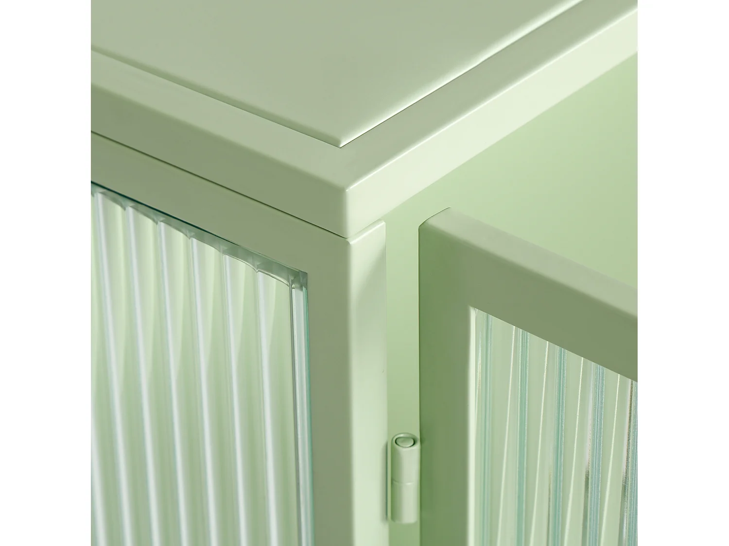 Buffet sospeso metallo vetro striato rangement murale moderno 2 porte menta 80x35x60 cm