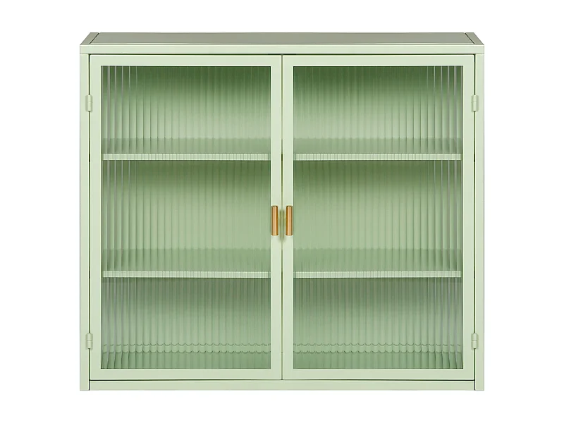 Buffet sospeso metallo vetro striato rangement murale moderno 2 porte menta 80x35x60 cm