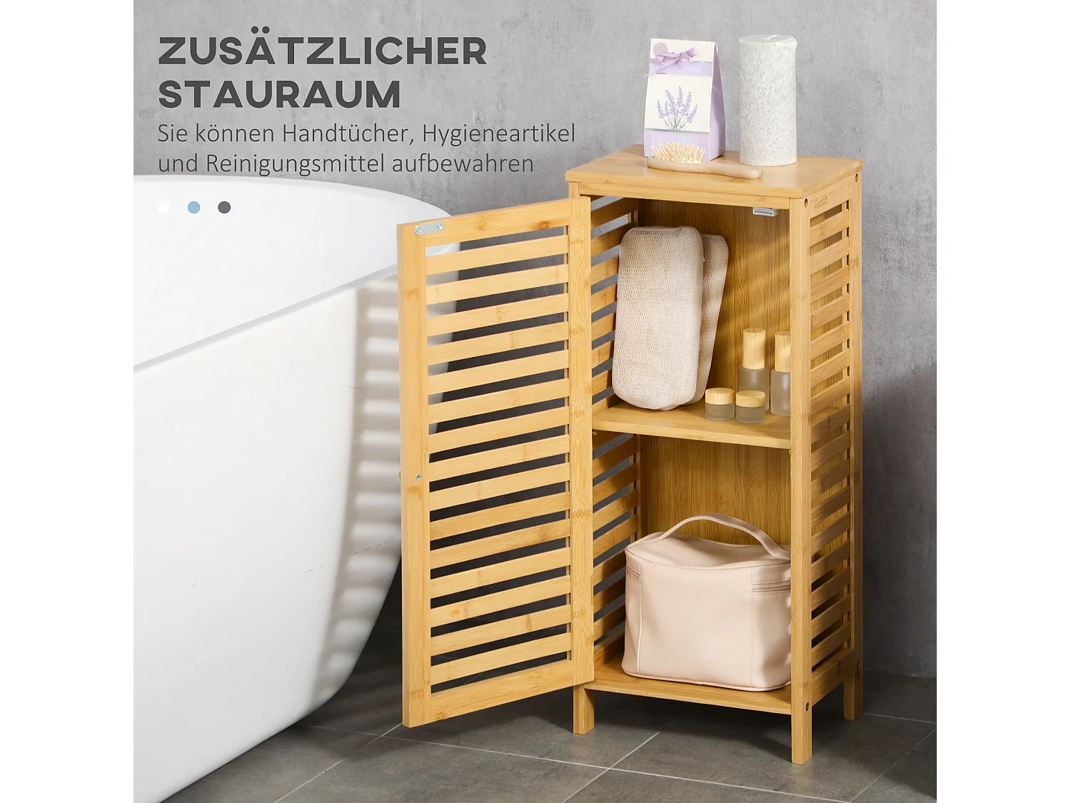 Armário de banheiro compacto de bambu natural com prateleira ajustável de 70 cm**