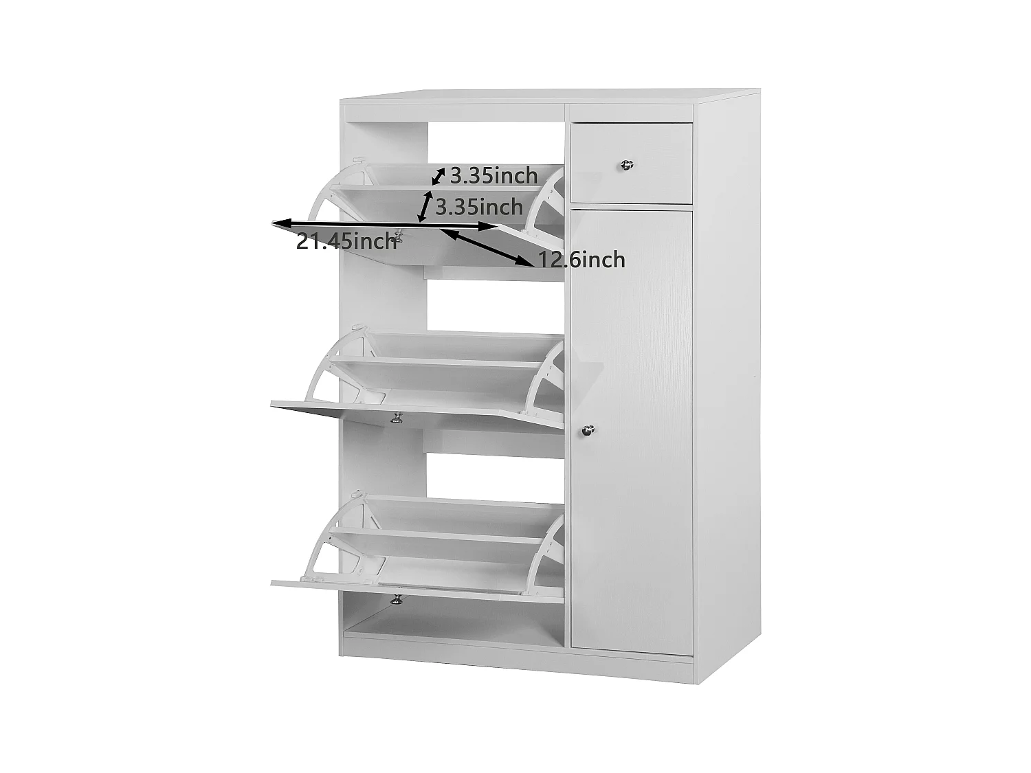 Meuble à Chaussures Blanc avec 3 Abattants Rangement Entrée Panneau Bois 90×27×125 cm Moderne