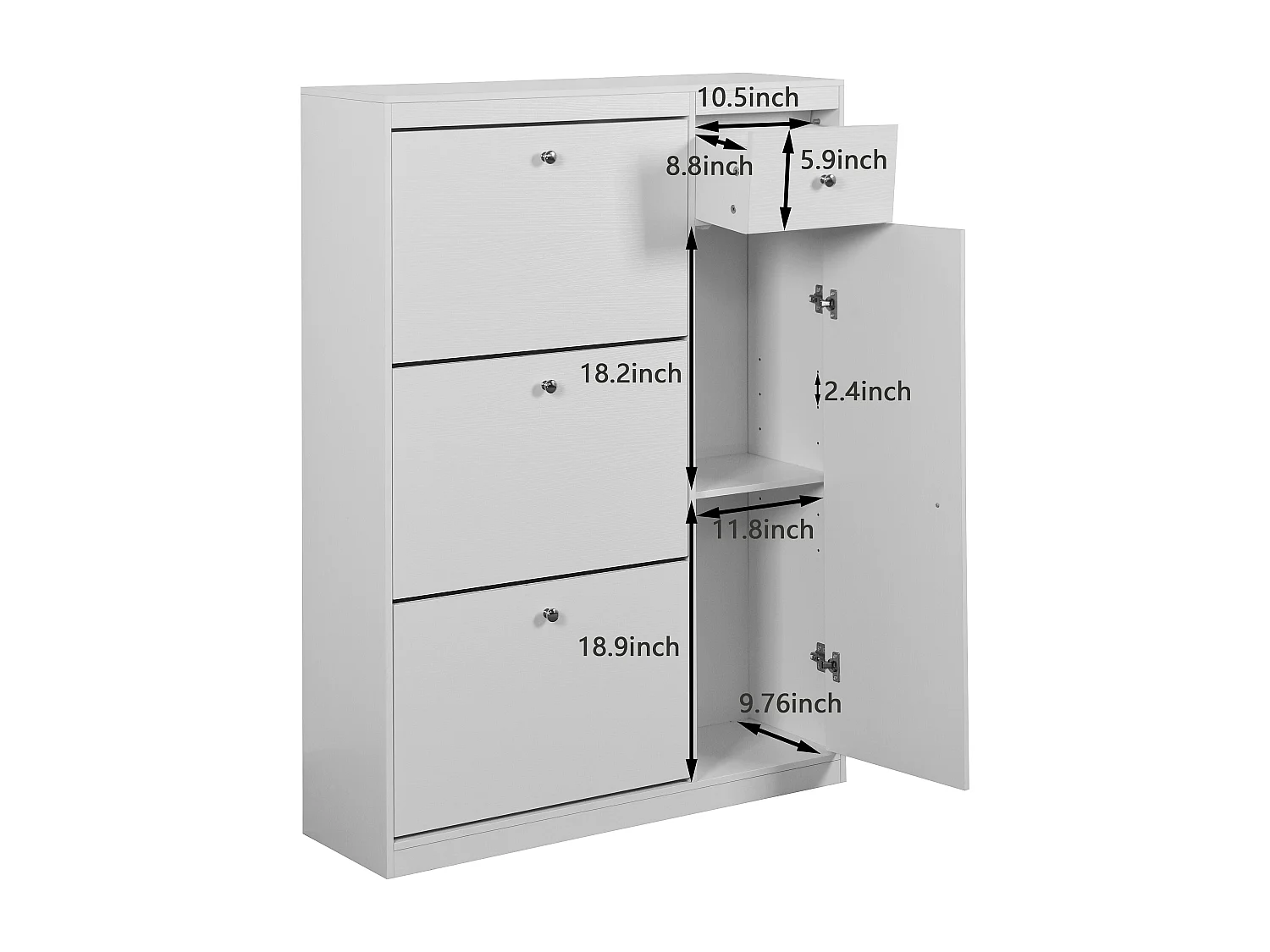 Zapatero Blanco con 3 Aletas Entrada de Almacenamiento Panel de Madera 90×27×125 cm Moderno