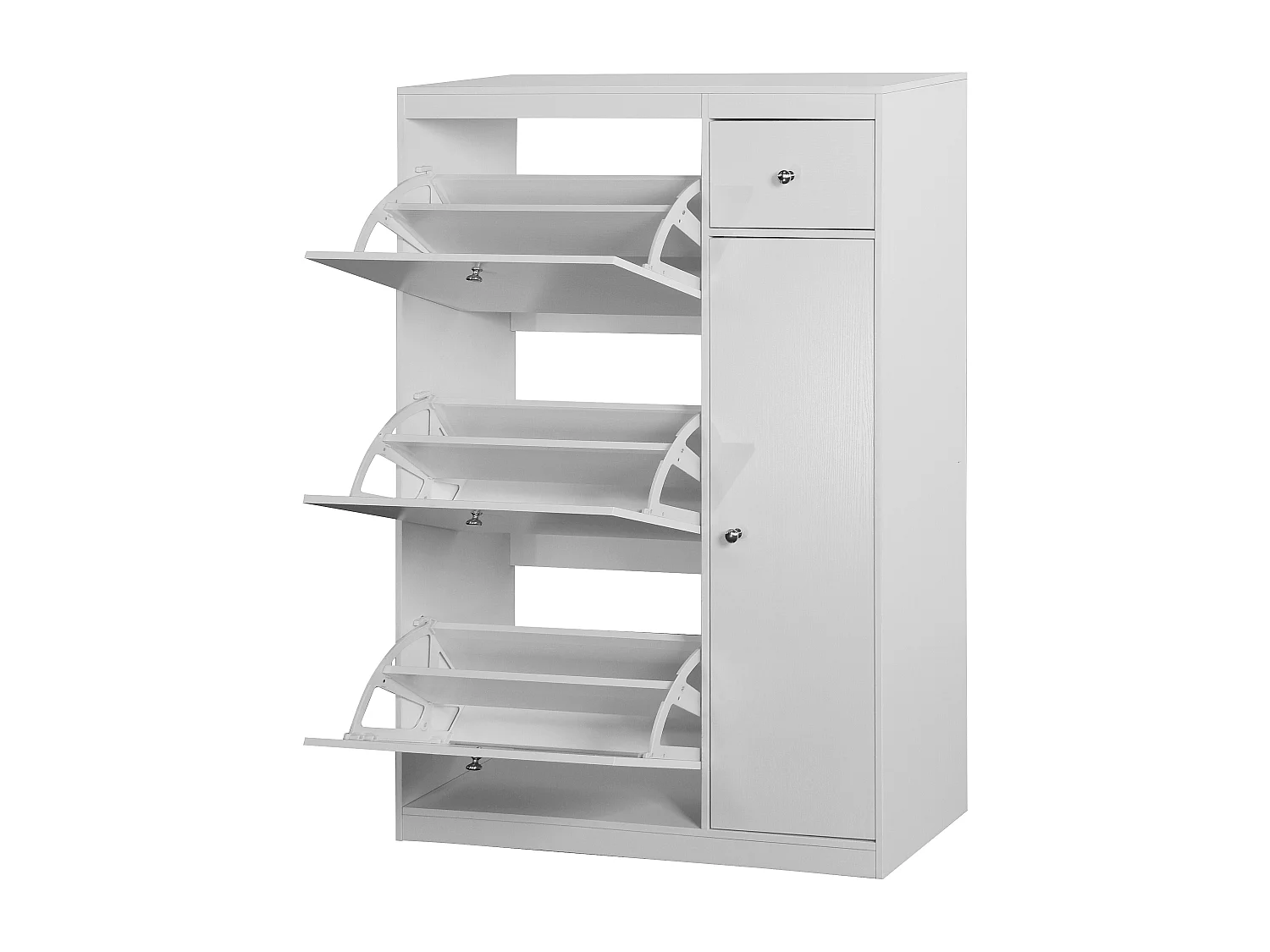 Zapatero Blanco con 3 Aletas Entrada de Almacenamiento Panel de Madera 90×27×125 cm Moderno