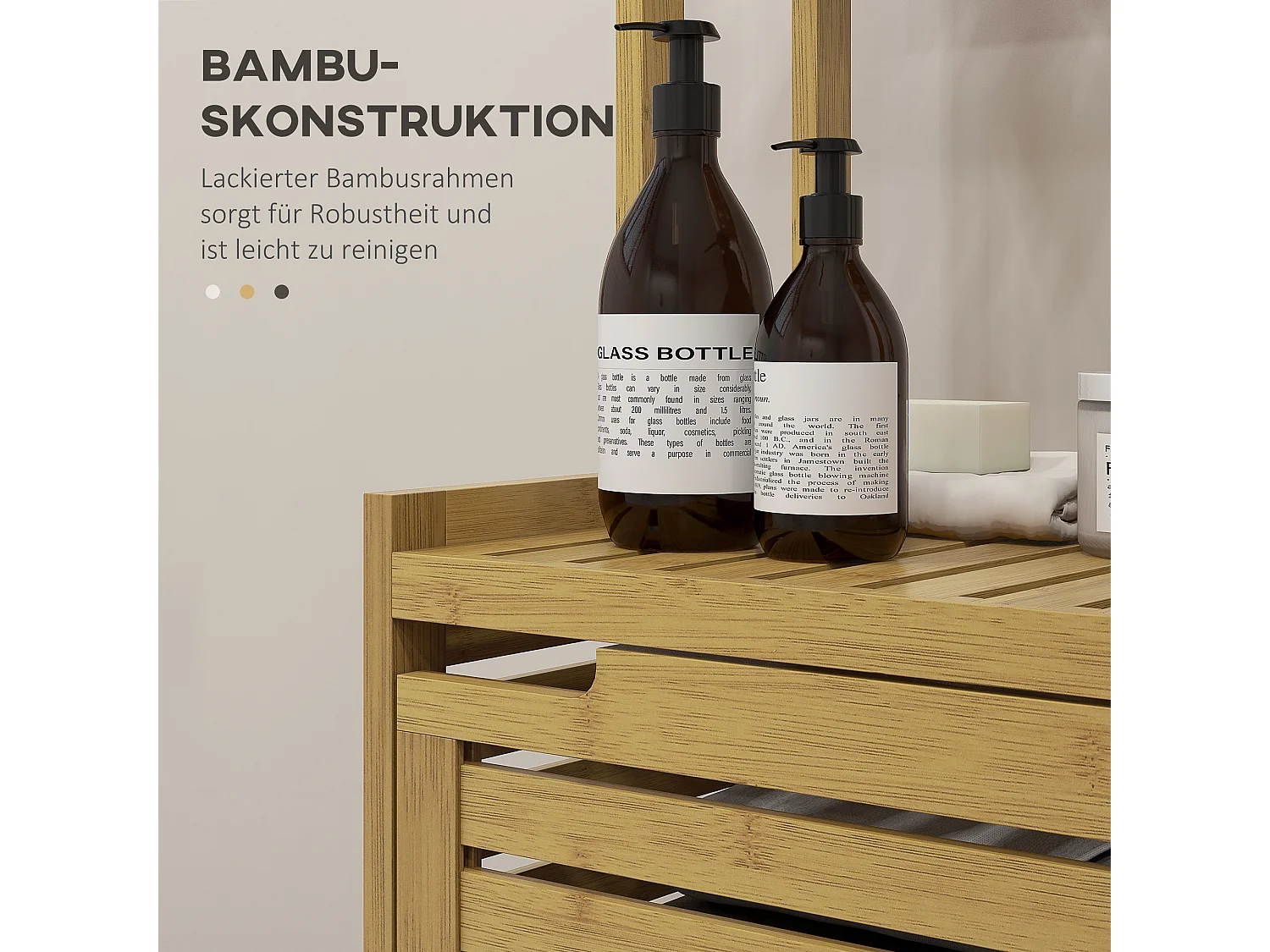 Armário de canto de banheiro de bambu natural com armazenamento compacto, prateleiras e porta de 170 cm