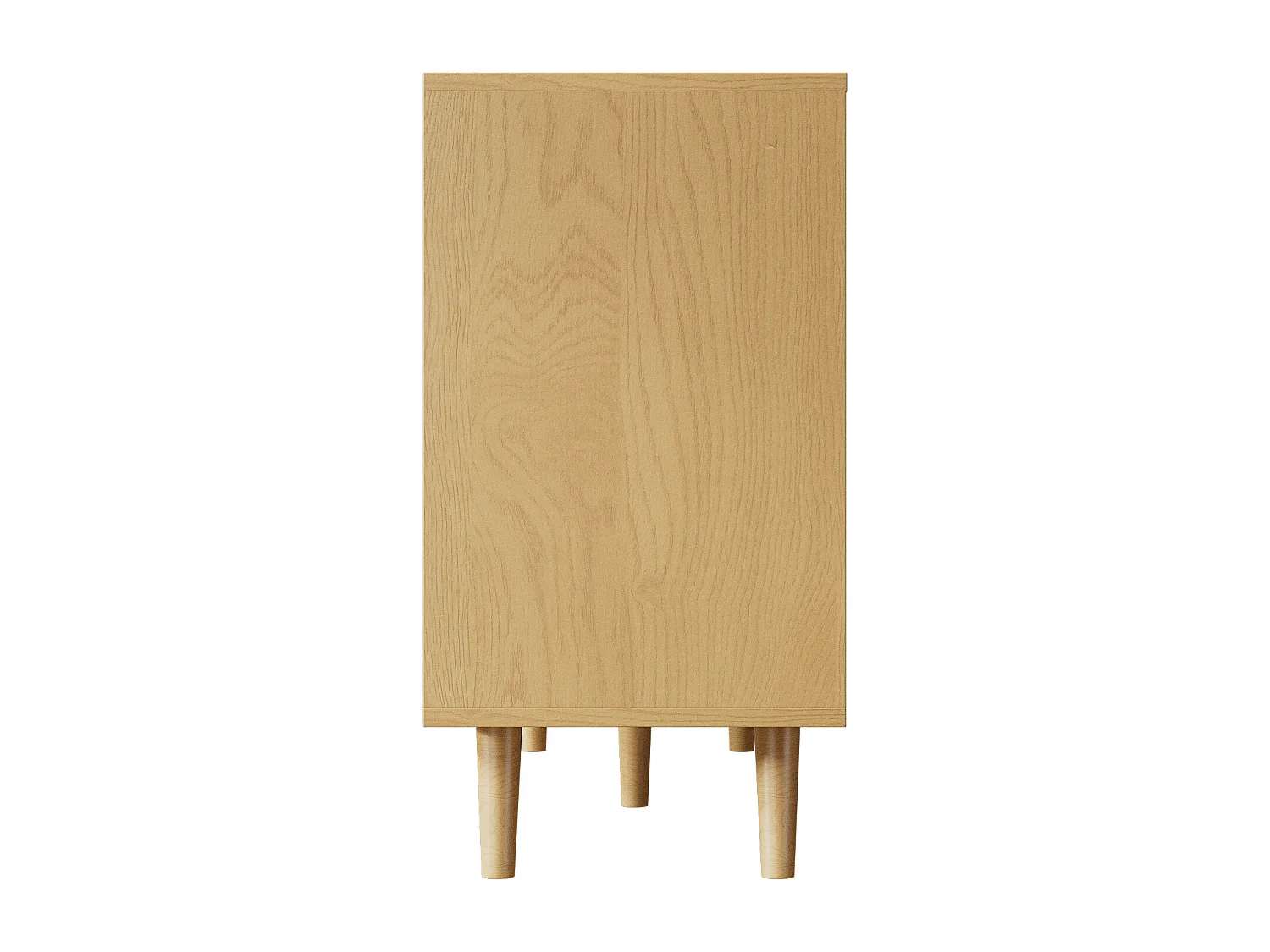 Cômoda com 6 gavetas em madeira MDF com imitação de rattan e pés maciços para um quarto de estilo retro em castanho escuro