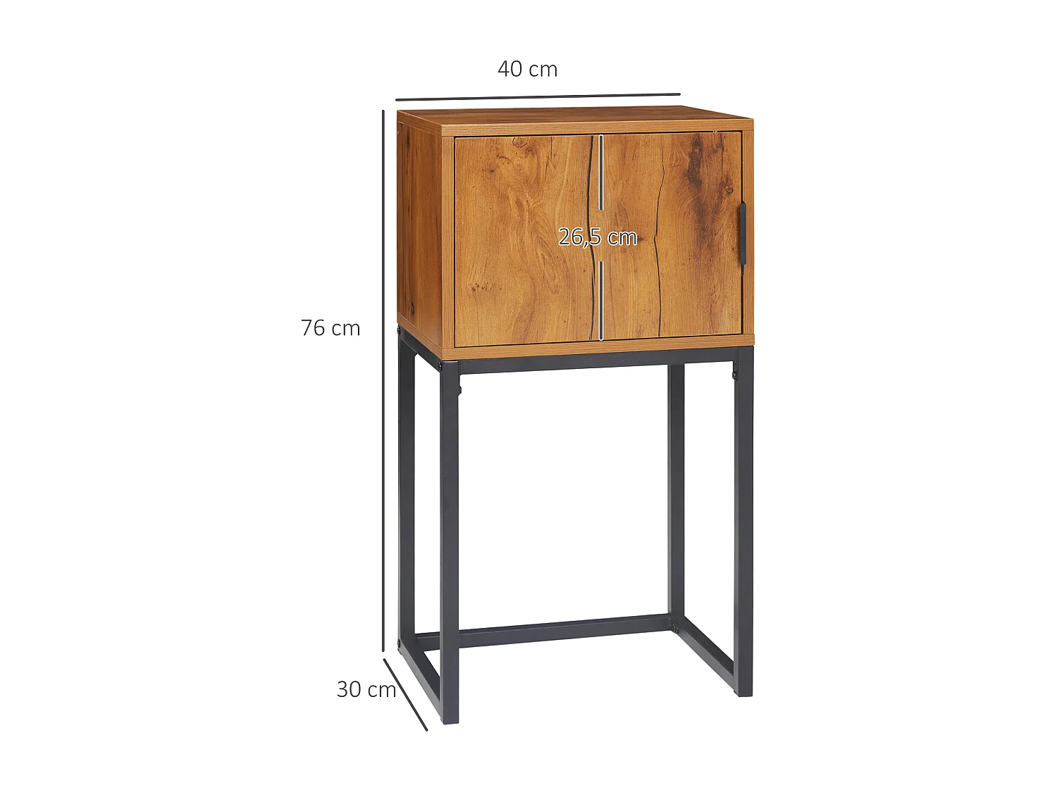 Mesa consola madera MDF diseño industrial entrada o salón almacenaje compacto negro natural 40x30x76cm