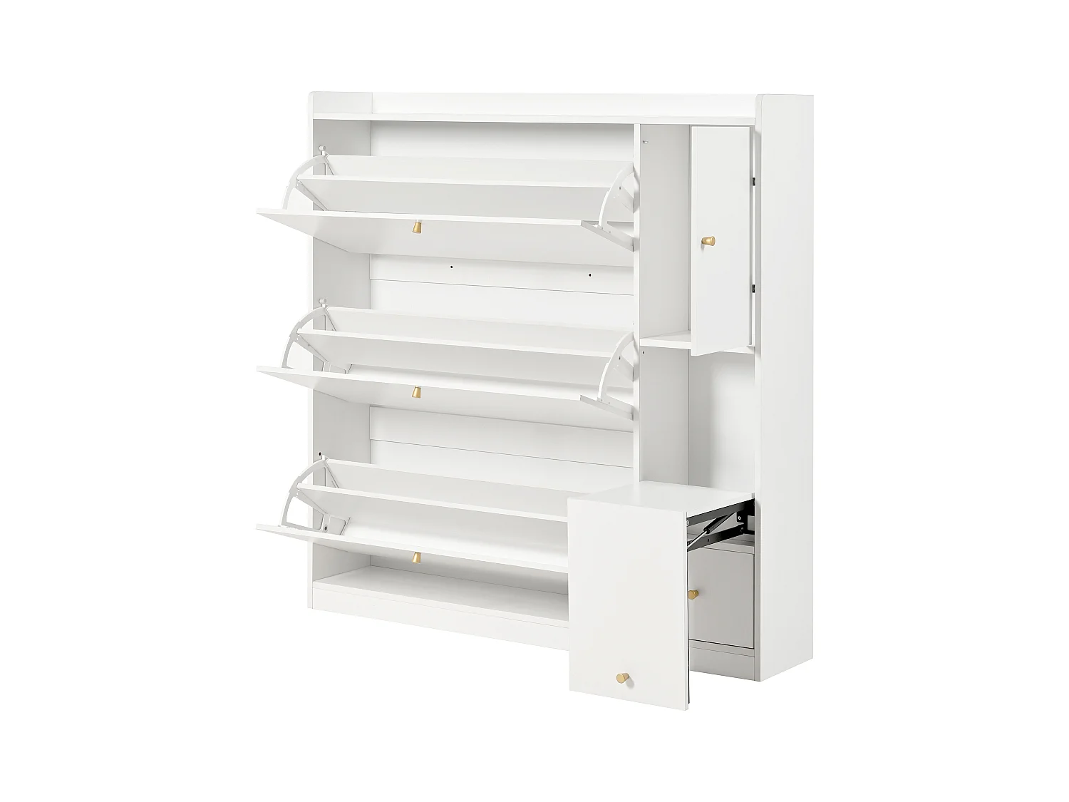 Mobile da pavimento bianco con assi battenti in legno 119 cm ingresso moderno