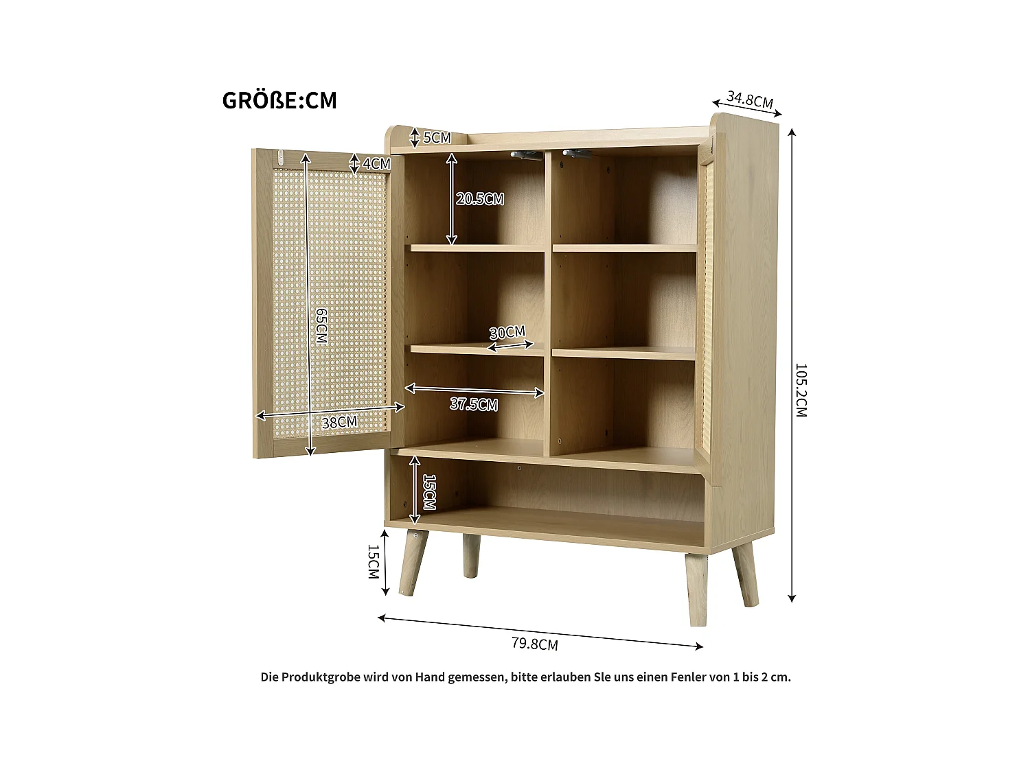 Aparador de madeira MDF com portas de abrir por pressão para sala de estar e quarto, branco, 80x40x90 cm
