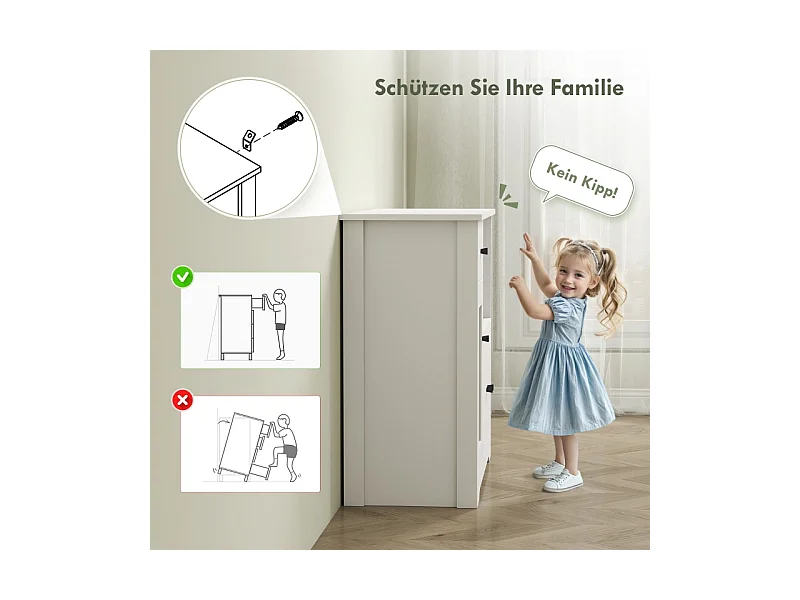 Aparador microondas madera blanca con almacenaje, 3 puertas, cajón, balda regulable 80x35x72cm