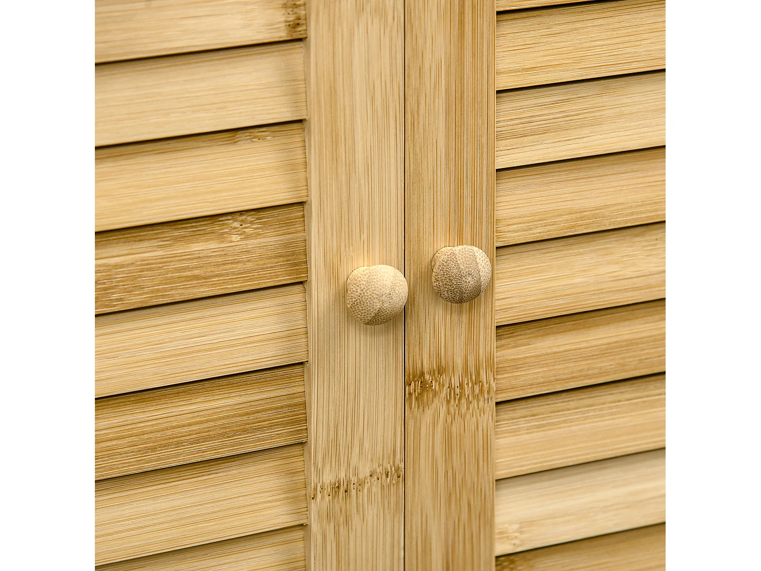 Móvel de banheiro de 3 níveis em bambu e MDF com portas venezianas 50x25x92cm