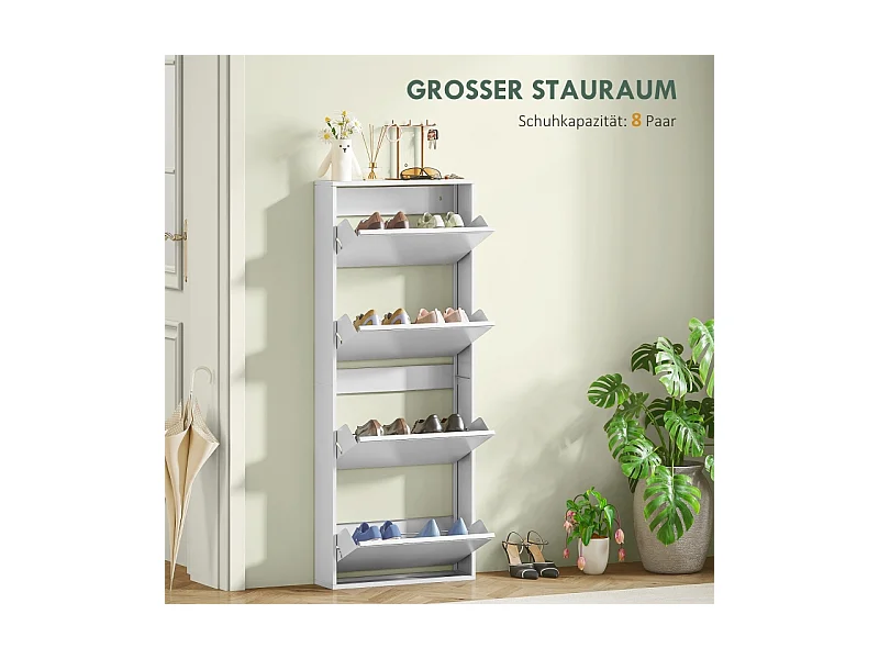 Zapatero metálico de pared con 4 puertas, 55 x 15 x 139,5 cm, ahorra espacio, entrada, negro