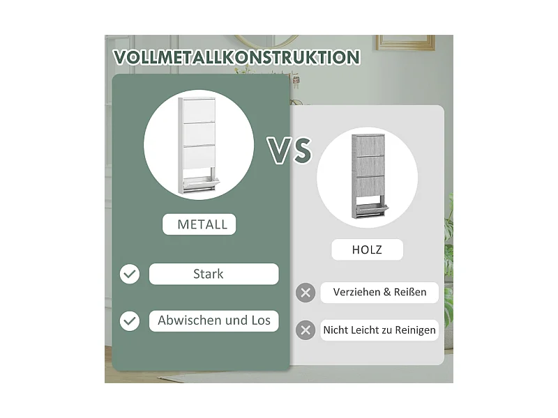 Zapatero metálico de pared con 4 puertas, 55 x 15 x 139,5 cm, ahorra espacio, entrada, negro