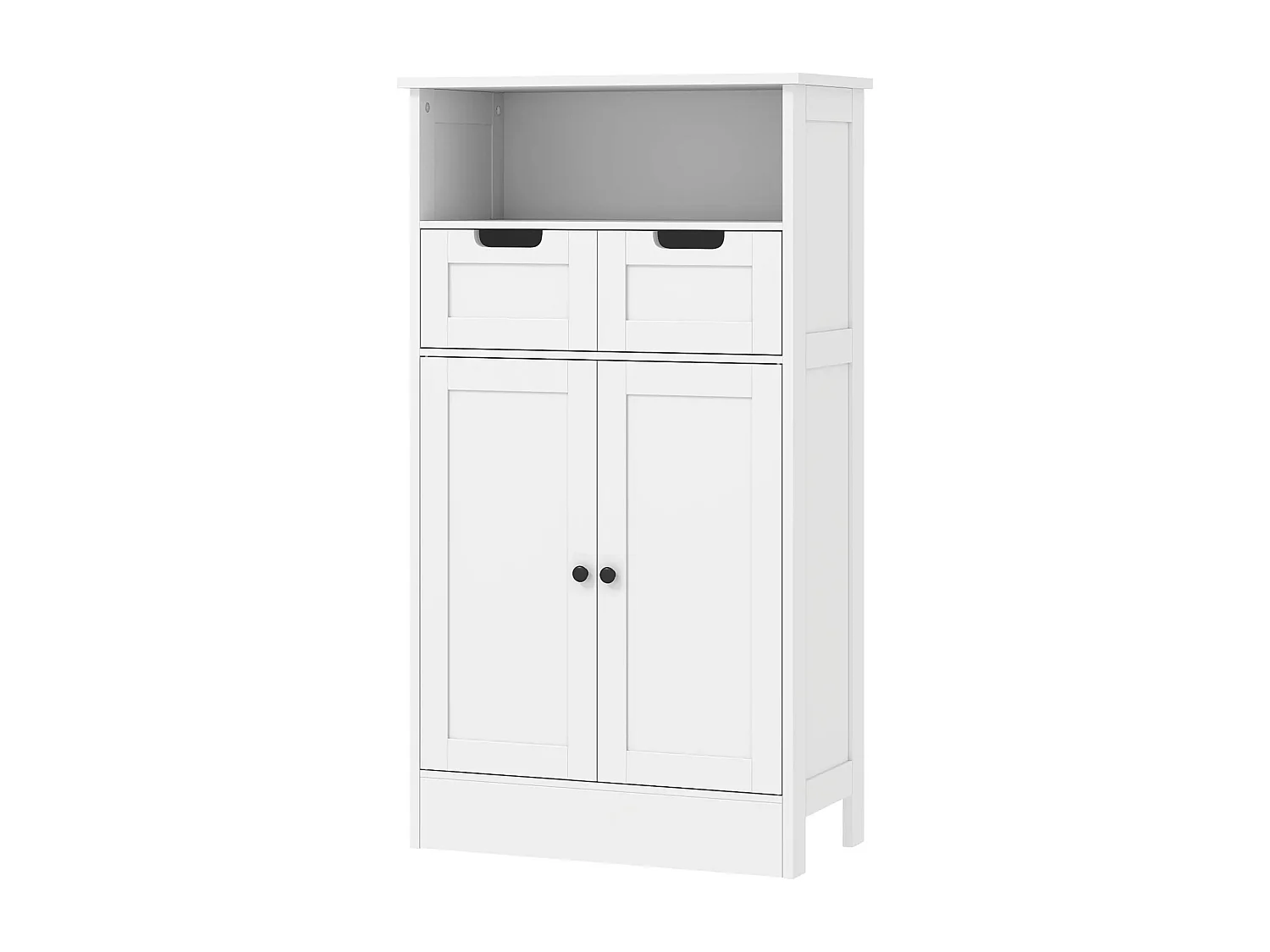 Armoire de salle de bain MDF étanche avec tiroirs et étagère réglable pour salle d’eau blanc 60x30x108,8cm