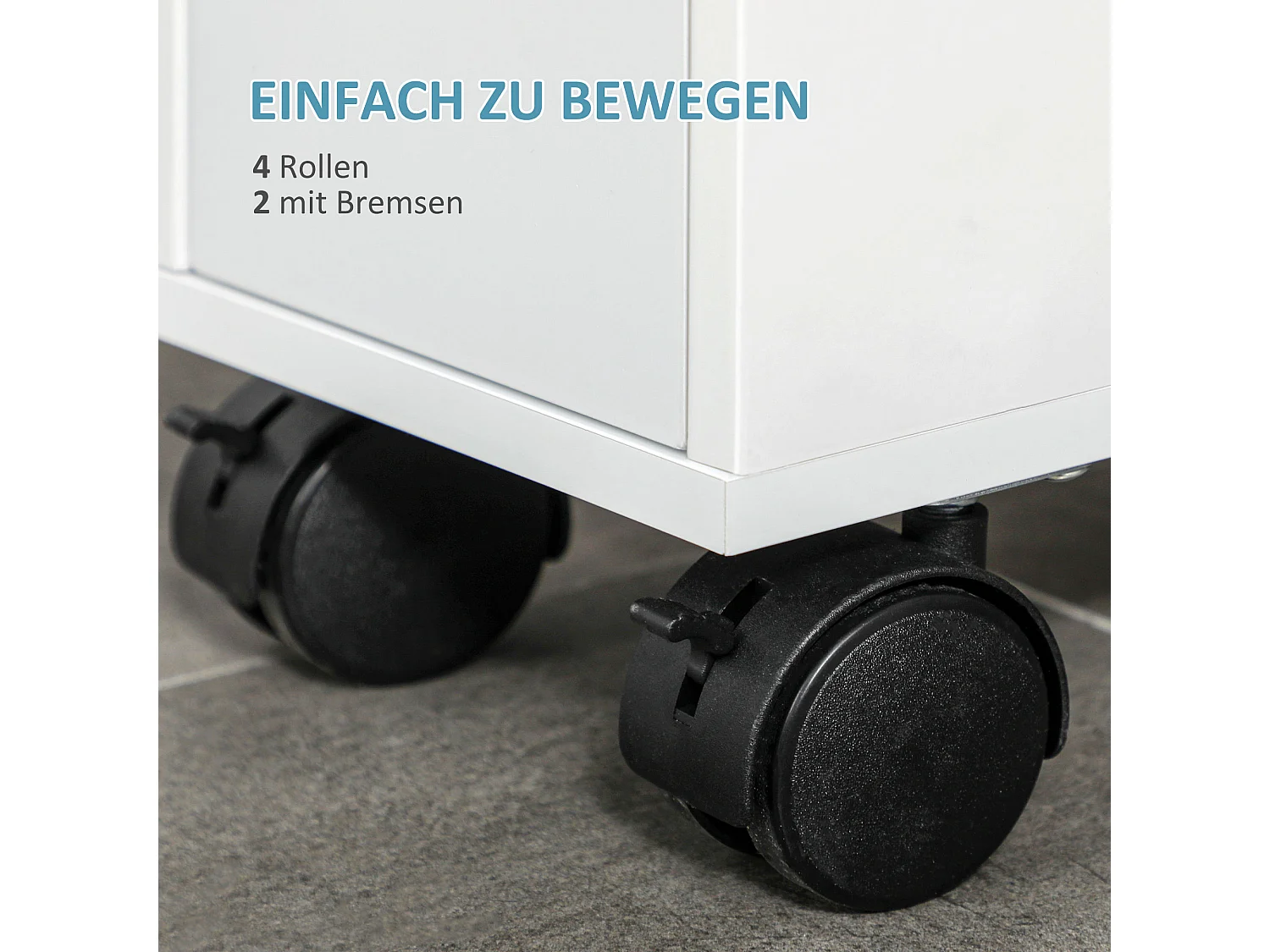 Mobile da bagno in MDF bianco con roulette e tavolini compatti 66x49,5x16cm