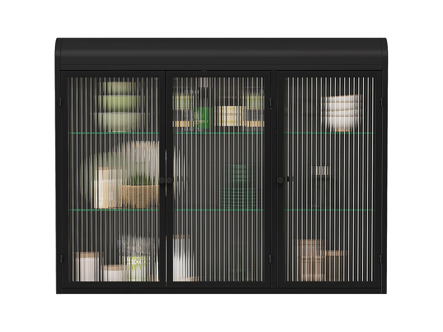 Móvel de parede com 3 portas, vidro temperado, metal, arrumação para cozinha, sala de estar, casa de banho, preto, 90x20x70 cm