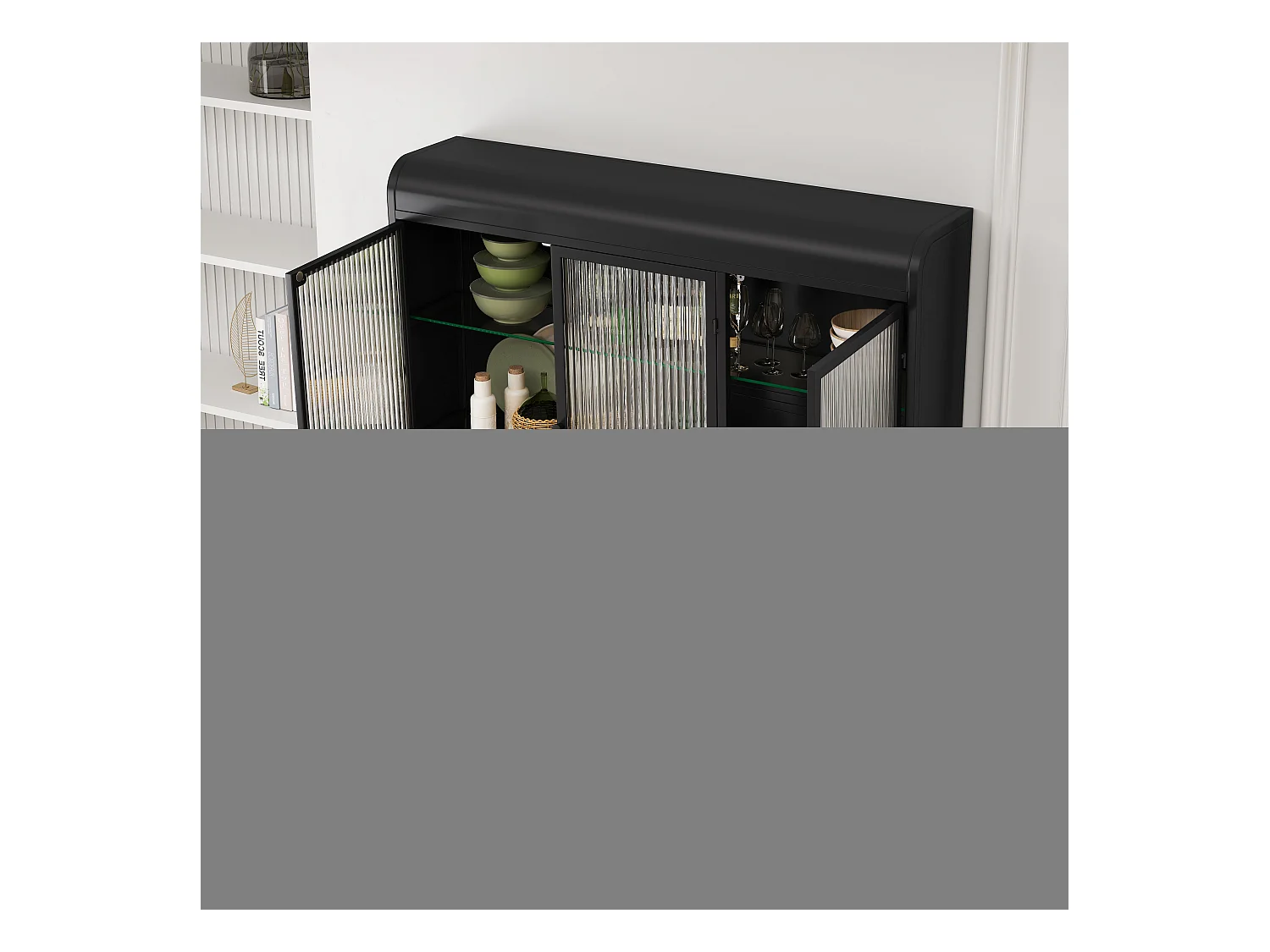 Móvel de parede com 3 portas, vidro temperado, metal, arrumação para cozinha, sala de estar, casa de banho, preto, 90x20x70 cm