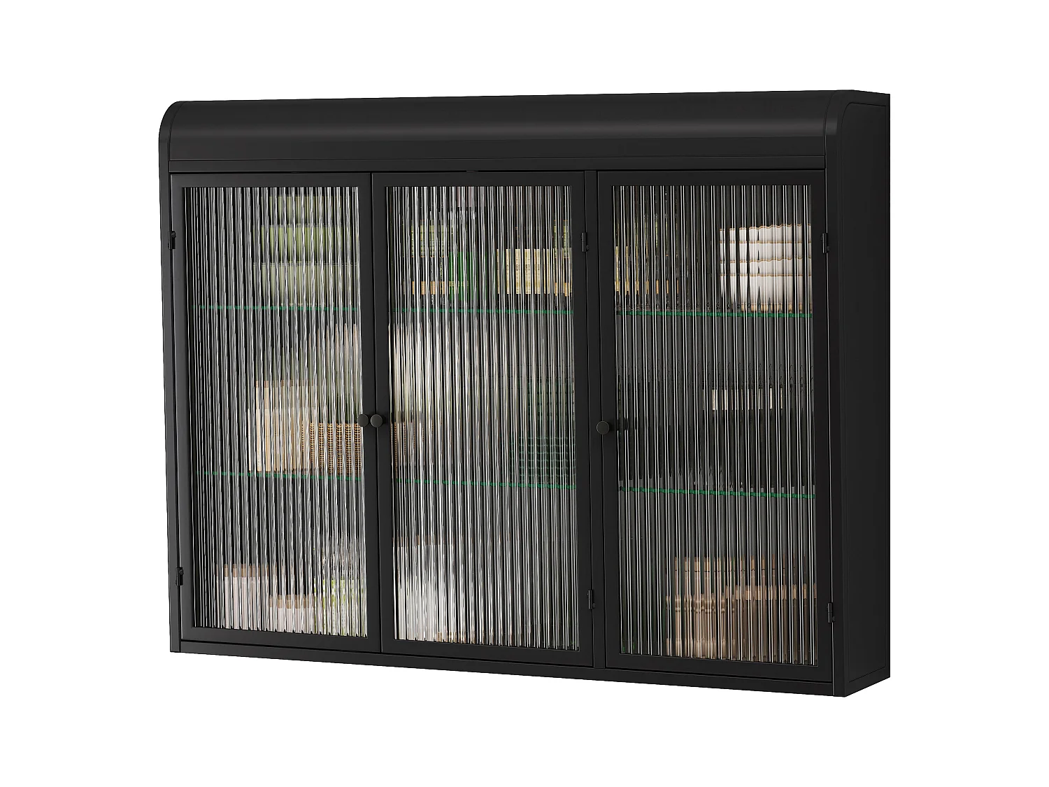 Móvel de parede com 3 portas, vidro temperado, metal, arrumação para cozinha, sala de estar, casa de banho, preto, 90x20x70 cm