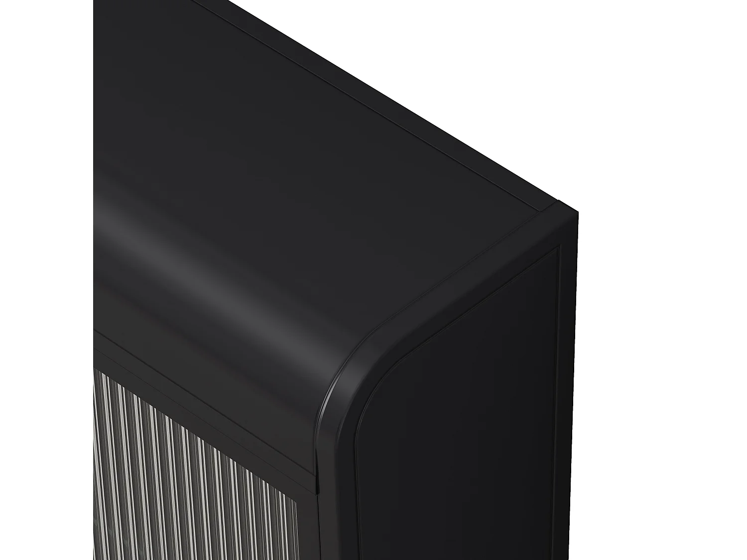 Meuble mural 3 portes verre trempé métal rangement cuisine salon salle de bain noir 90x20x70 cm