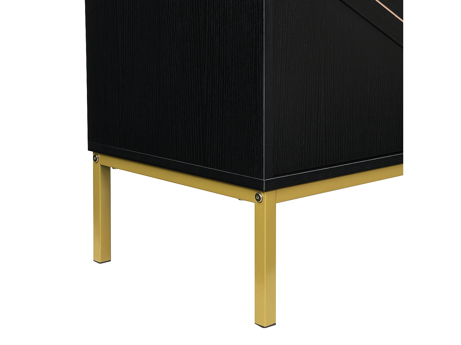 Aparador con 4 puertas de MDF negro y tiradores dorados, almacenaje modular, 160 x 40 x 80,5 cm, moderno