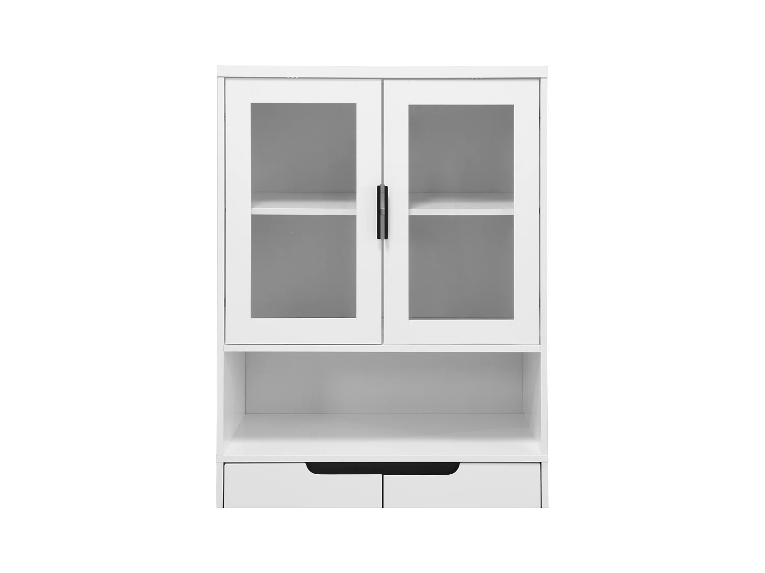 Armário alto de madeira MDF branco com vitrine de vidro, sala de estar, cozinha, escritório, armazenamento 180x80 cm