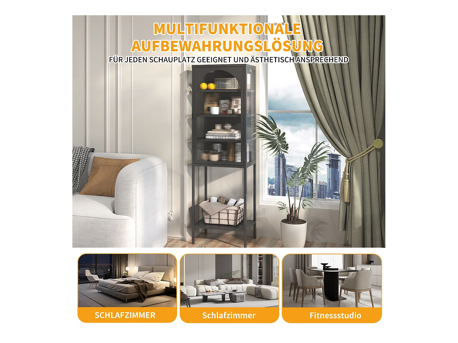 Armadio murale metallo vetro trempé rangement sécurisé cucina garage 60x30x80cm nero