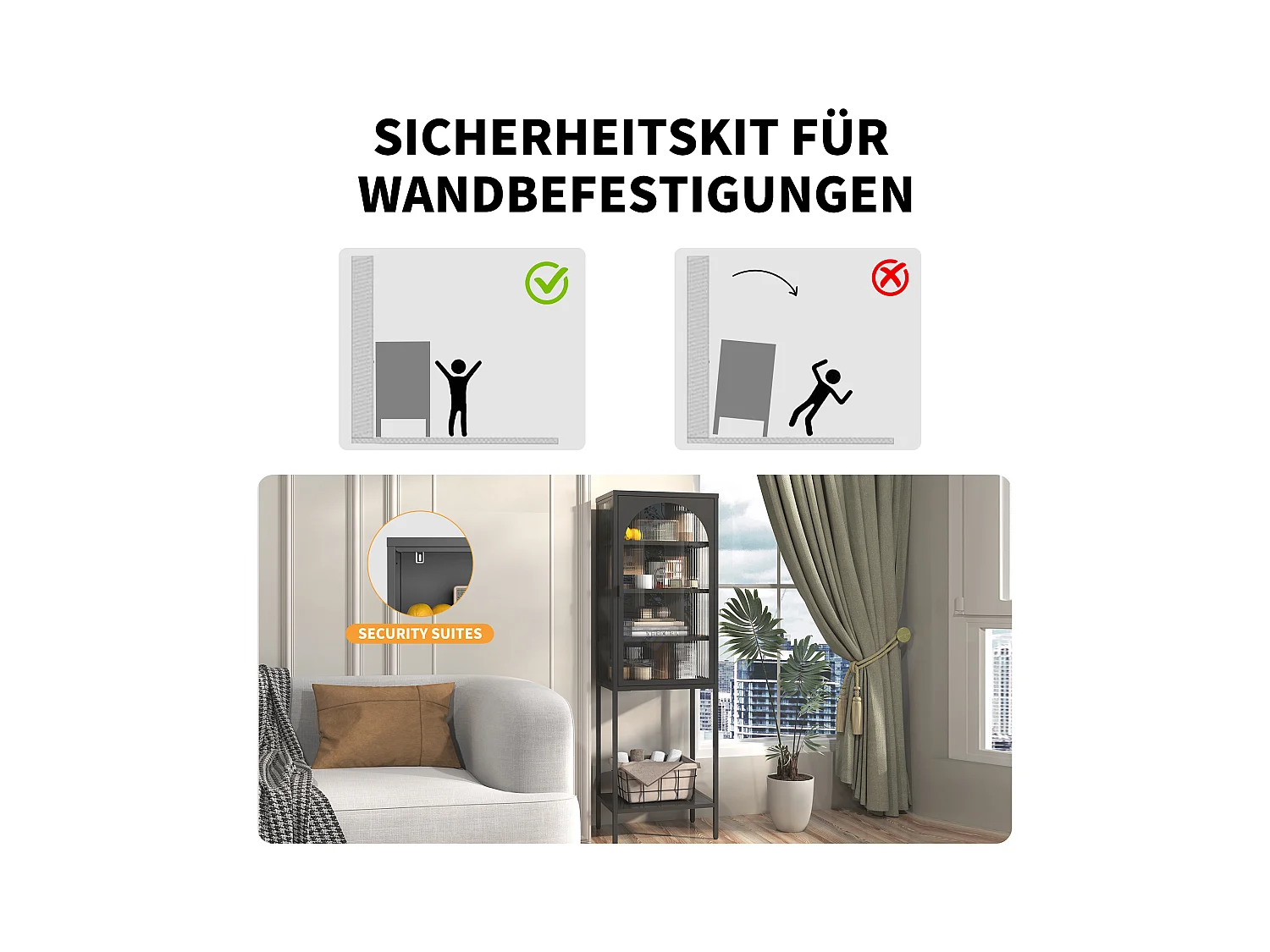 Armadio murale metallo vetro trempé rangement sécurisé cucina garage 60x30x80cm nero