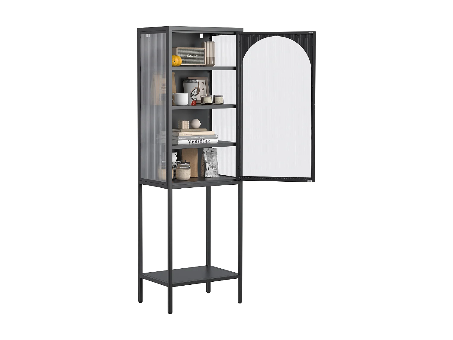 Armadio murale metallo vetro trempé rangement sécurisé cucina garage 60x30x80cm nero