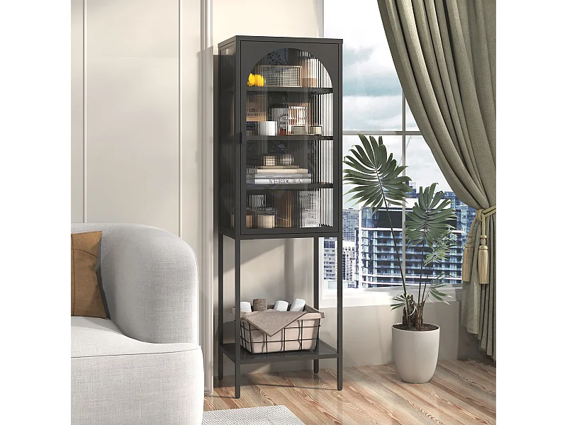 Armadio murale metallo vetro trempé rangement sécurisé cucina garage 60x30x80cm nero