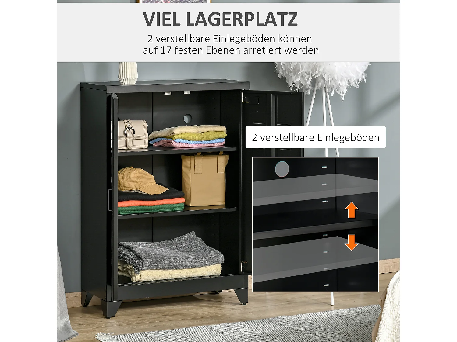 Armoire métallique 2 étagères réglables porte à lamelles rangement garage maison gris 75x33x110cm