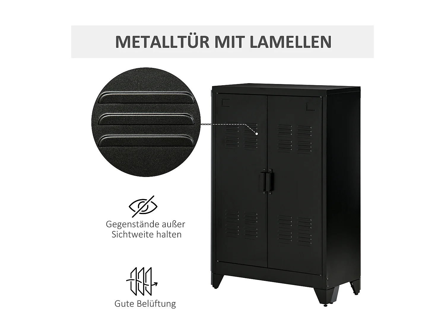 Armoire métallique 2 étagères réglables porte à lamelles rangement garage maison gris 75x33x110cm