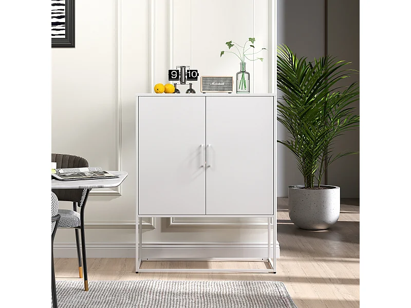 Buffet bas en acier froid rangement 2 portes étagères salone cucina ufficio gris foncé