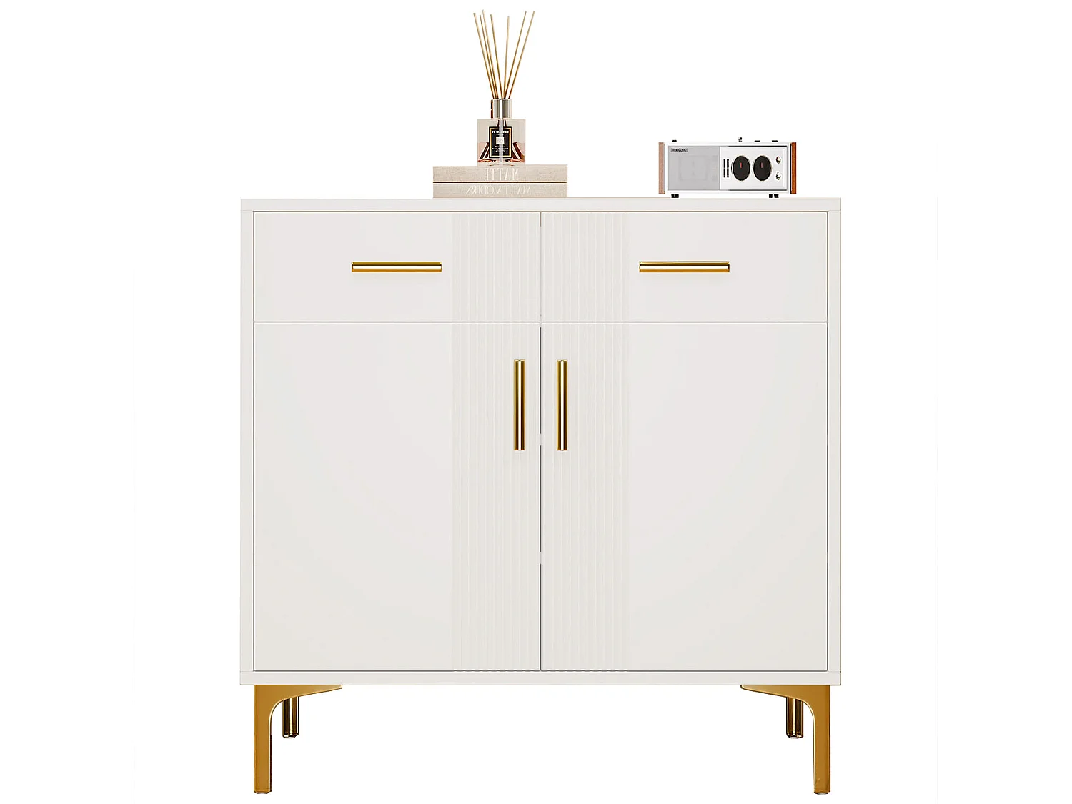 Cômoda em MDF branco, móvel de arrumação com design de ondas, hall de entrada, sala de estar, quarto, 80x35x79,5 cm