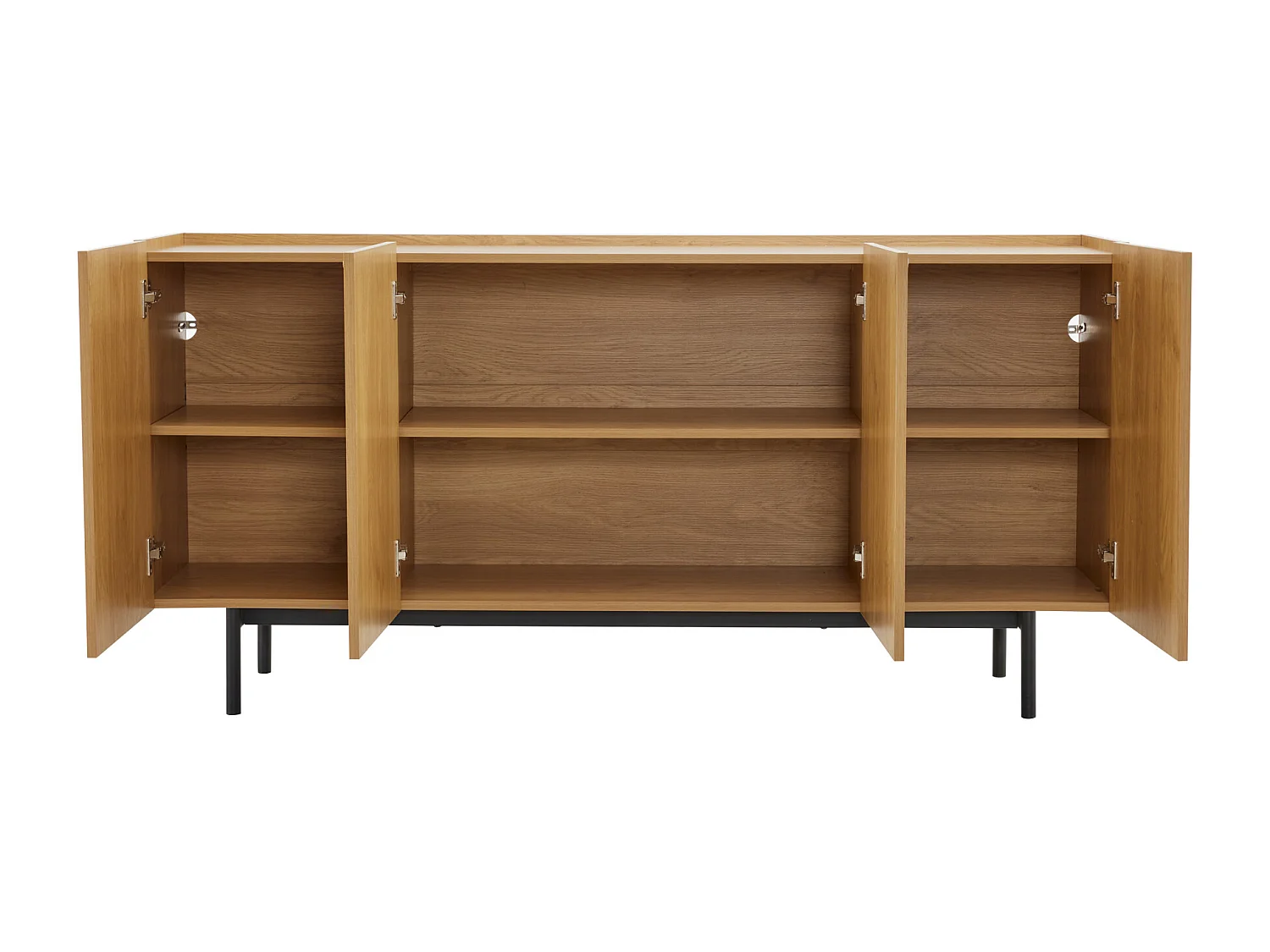 Aparador baixo madeira MDF 4 portas grande armazenamento sala de estar sala de jantar design bege 160cm