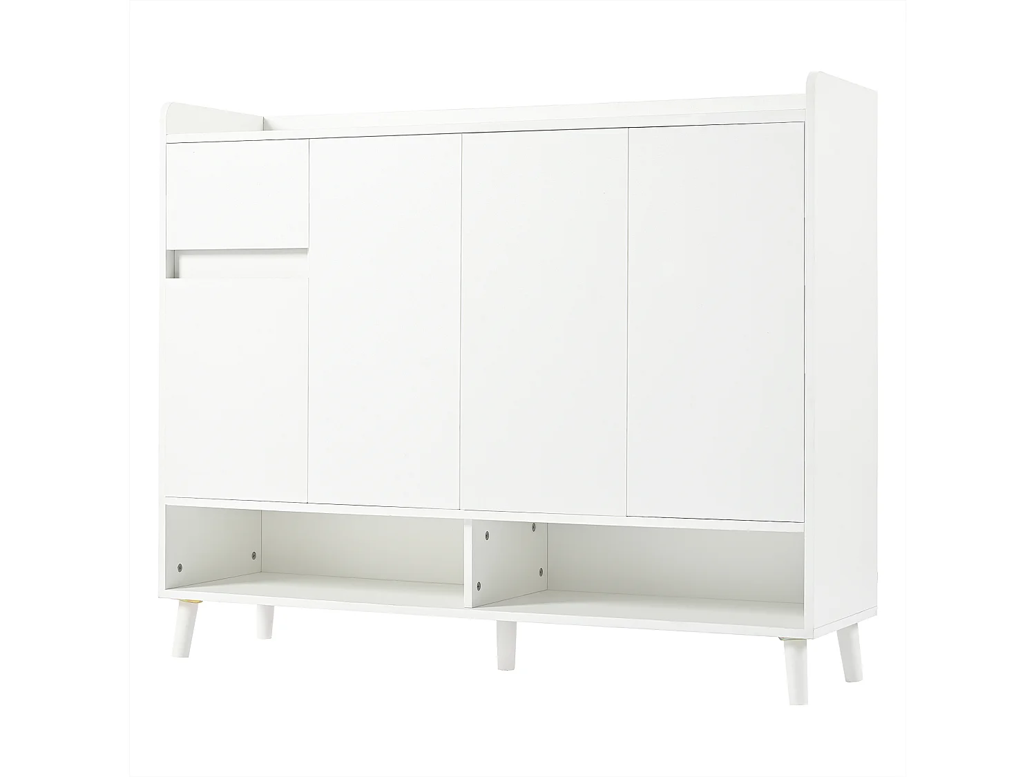 Aparador de madera blanco 120x35x99cm con balda regulable para recibidor salón dormitorio
