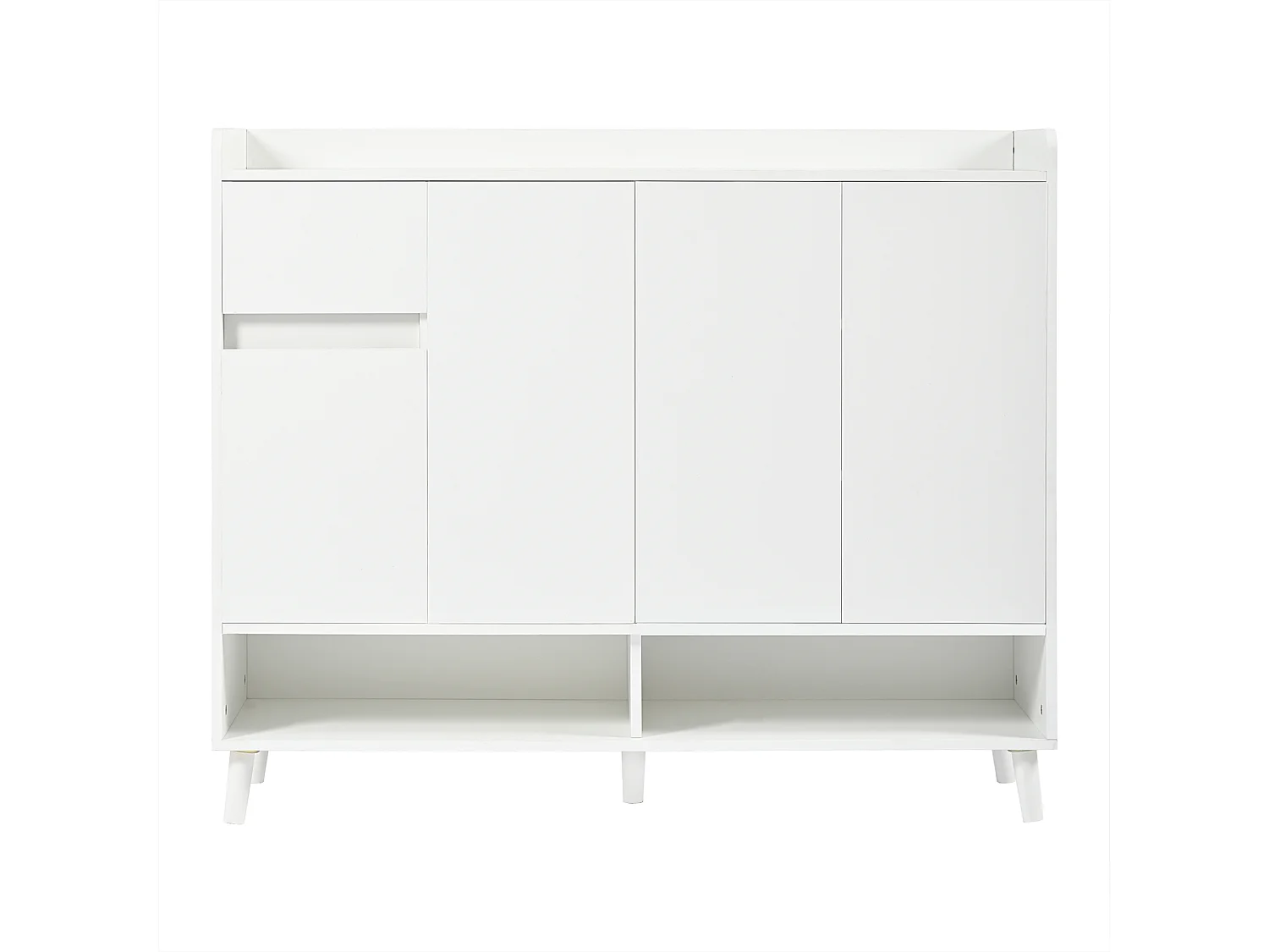 Aparador de madera blanco 120x35x99cm con balda regulable para recibidor salón dormitorio
