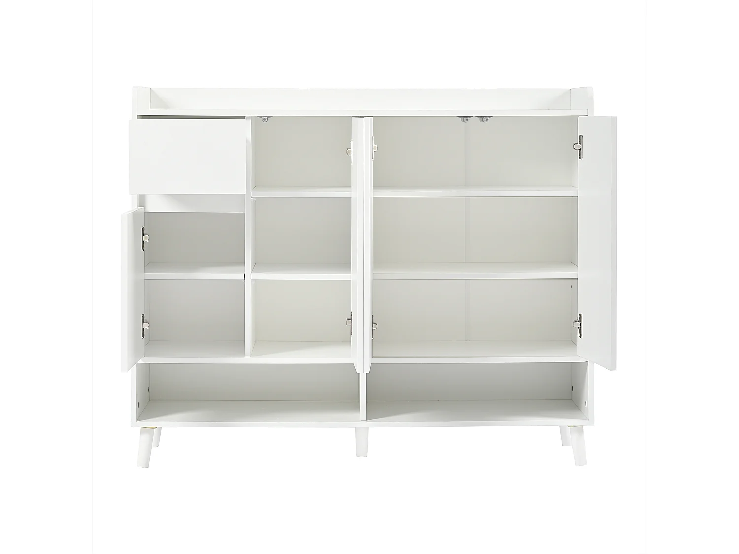 Aparador de madera blanco 120x35x99cm con balda regulable para recibidor salón dormitorio