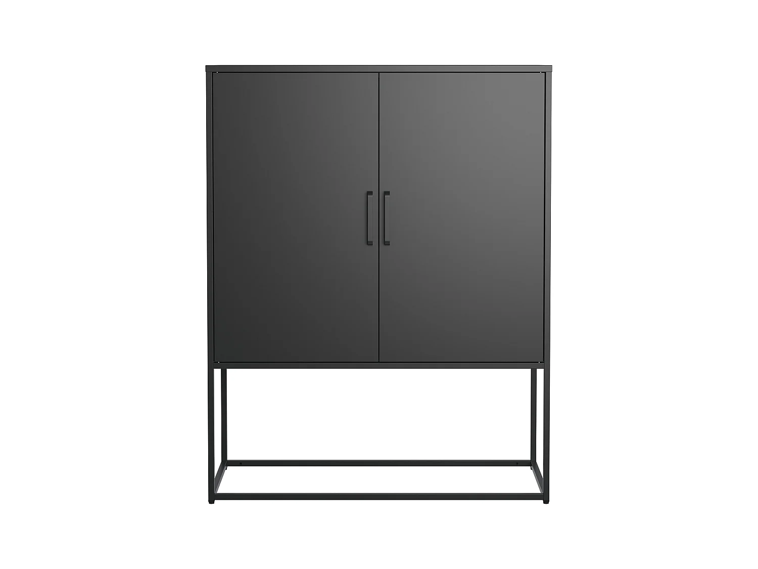 Buffet da tavolo in acciaio, armadio metallico di alta capacità per salone o scrivania, nero 80x40x85 cm