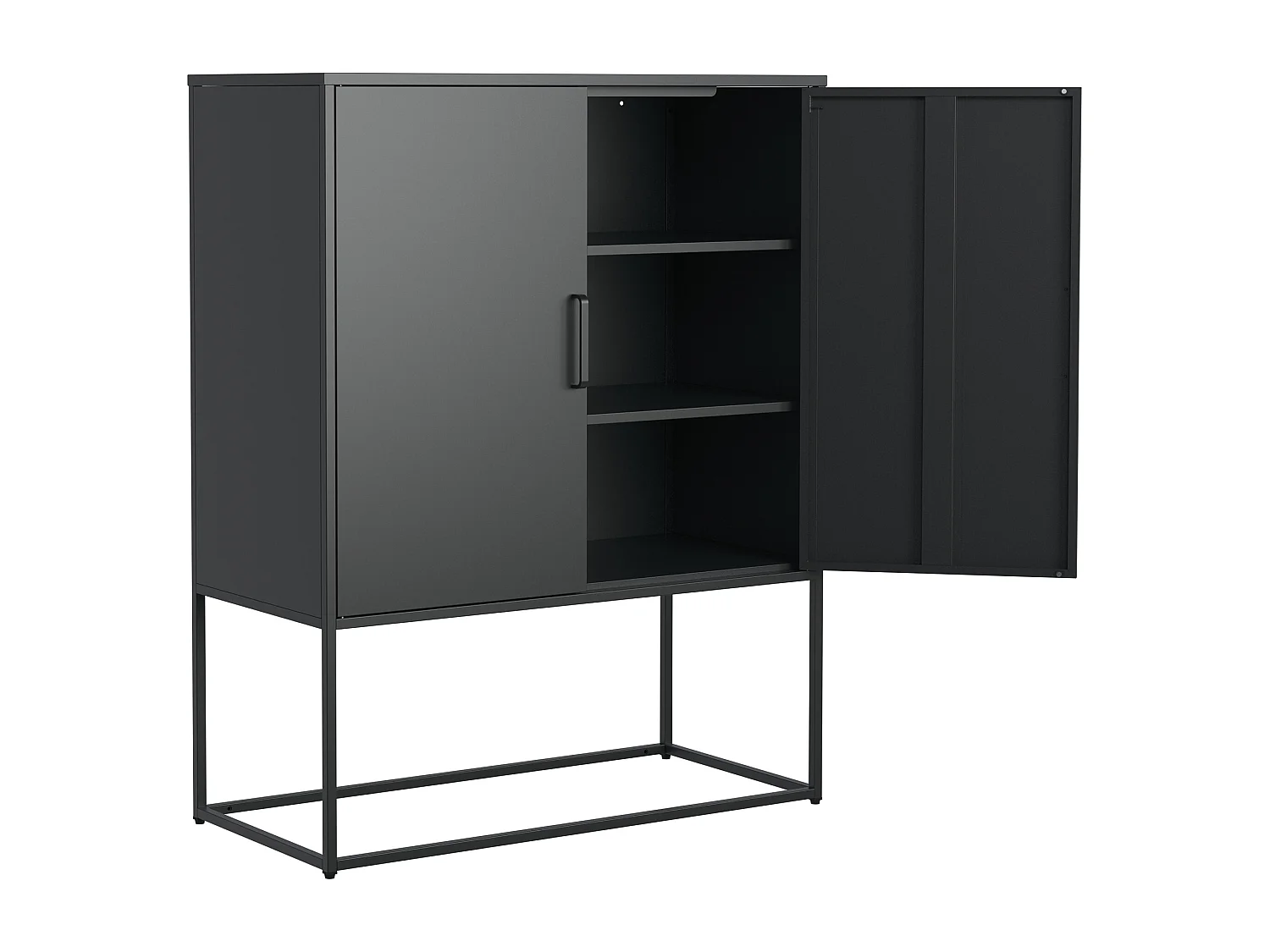 Buffet de rangement en acier, armoire métallique haute capacité pour salon ou bureau, noir 80x40x85 cm