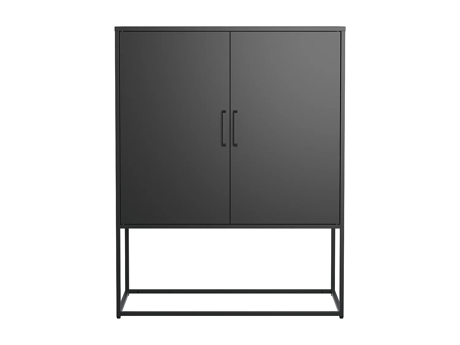 Buffet de rangement en acier, armoire métallique haute capacité pour salon ou bureau, noir 80x40x85 cm
