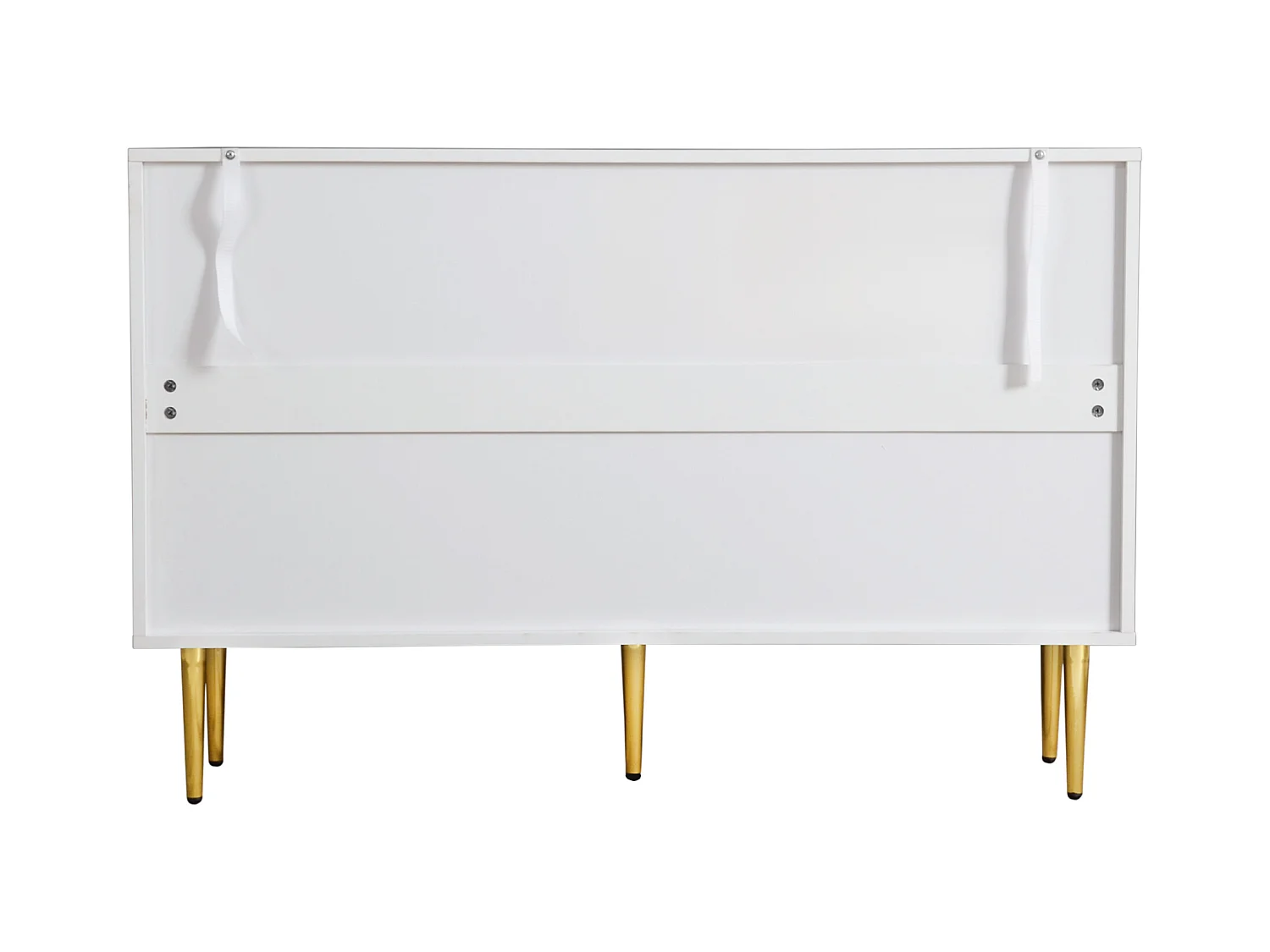 Aparador bajo en paneles de madera con puertas de cristal y cajones para salón moderno blanco 150cm