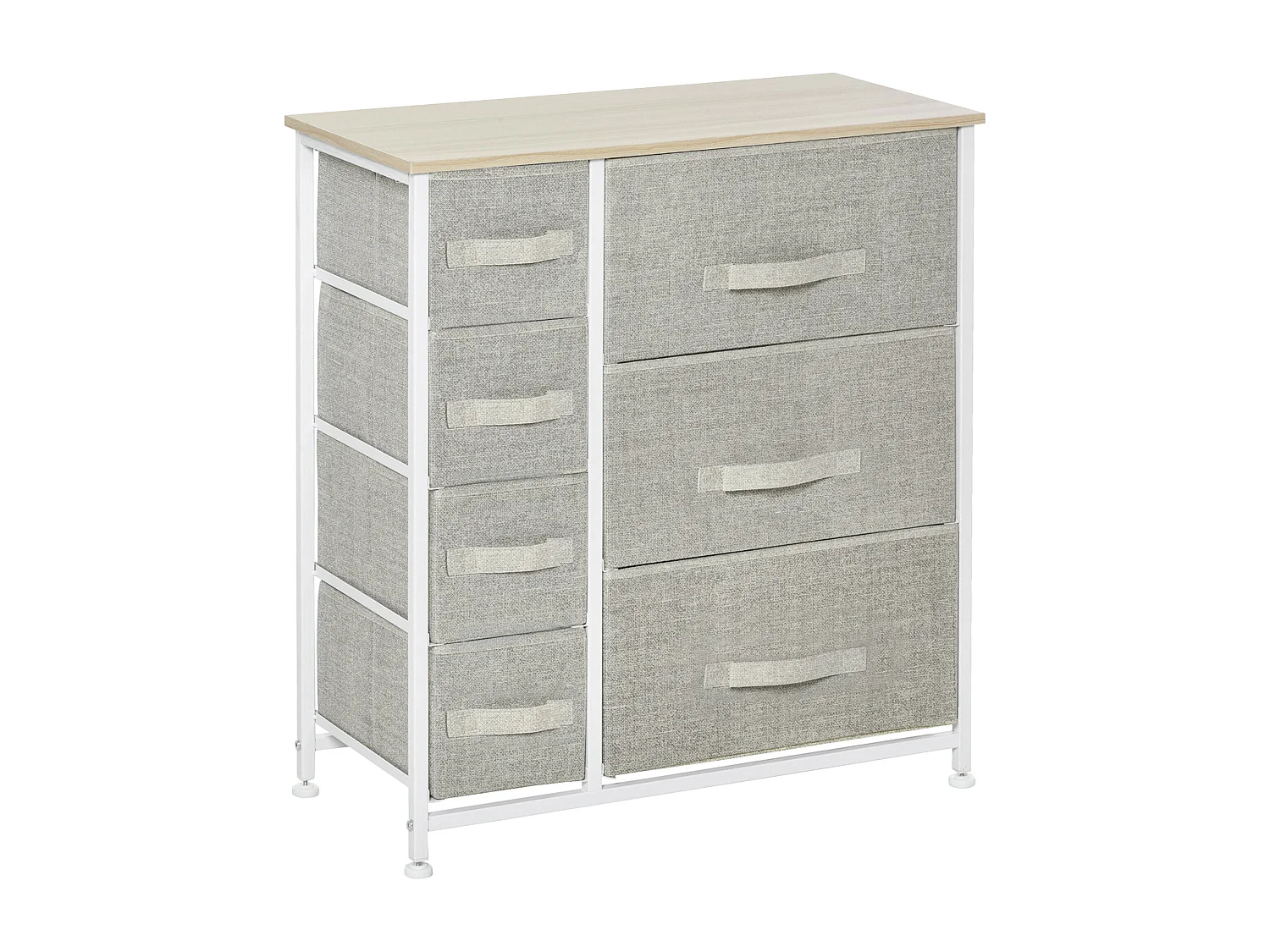 Mueble de almacenaje con 7 cajones plegables de tela y estructura de acero para dormitorio y entrada 63x30x71cm gris