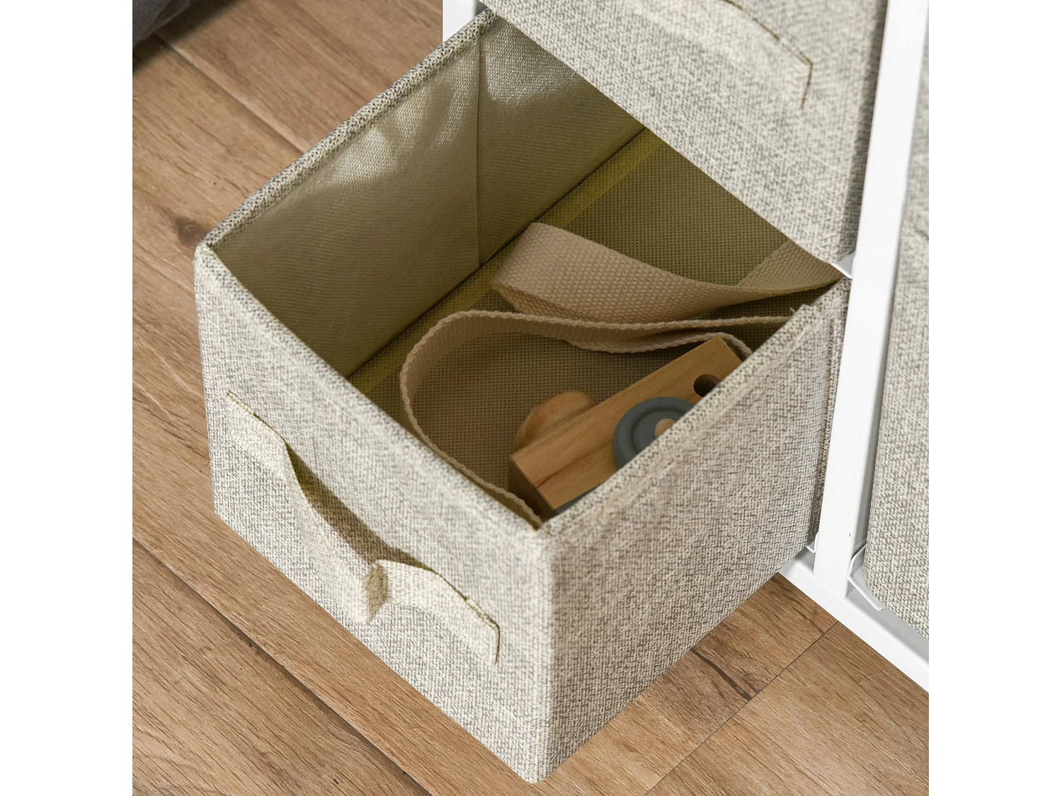 Mueble de almacenaje con 7 cajones plegables de tela y estructura de acero para dormitorio y entrada 63x30x71cm gris