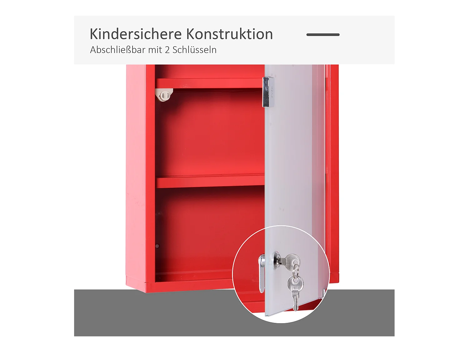 Botiquín de pared metálico con puerta de cristal esmerilado con cerradura 60x30x12 cm