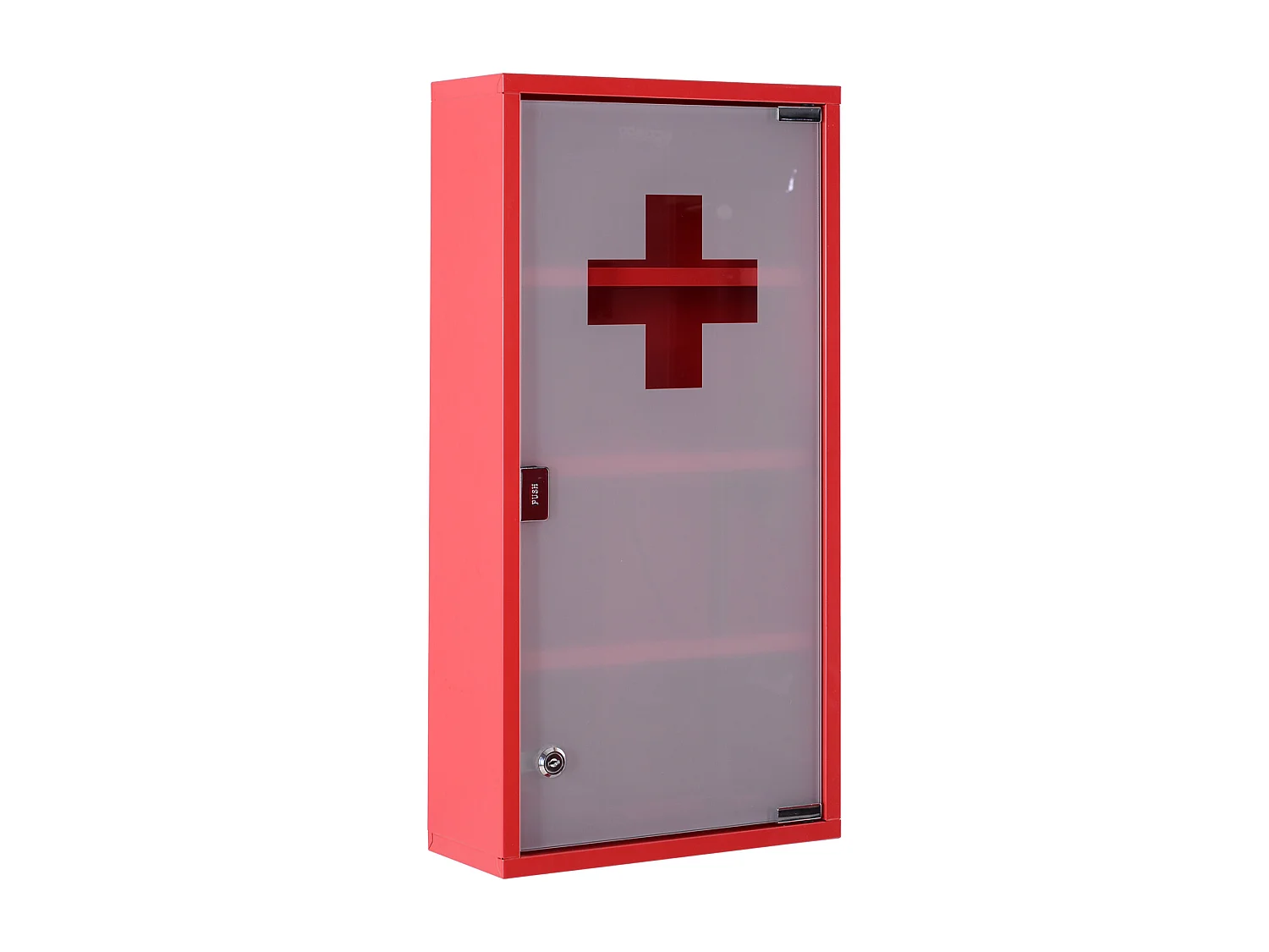 Armadio da farmacia murale in metallo con porta in vetro smaltato verrouillabile 60x30x12 cm