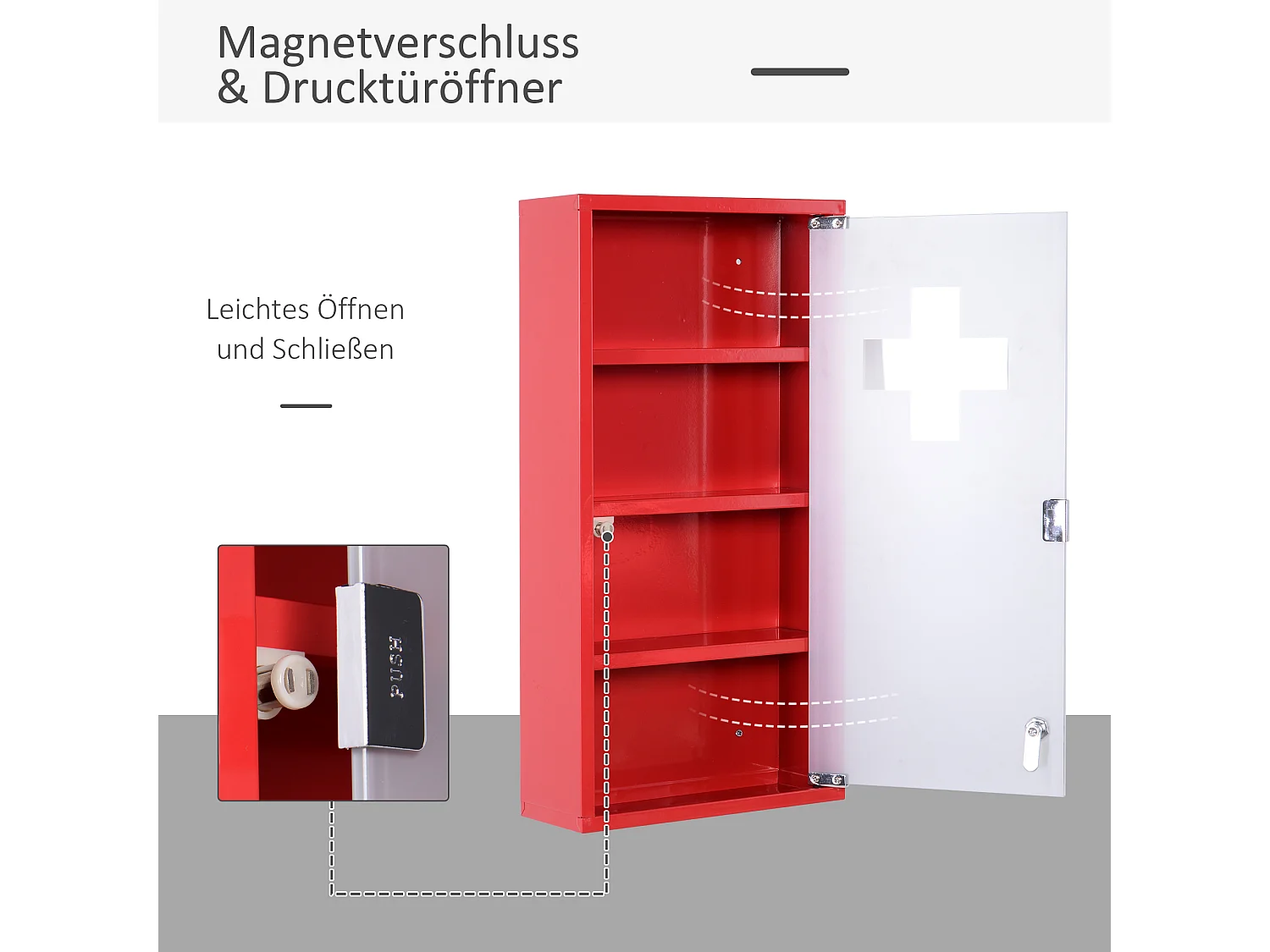 Armadio da farmacia murale in metallo con porta in vetro smaltato verrouillabile 60x30x12 cm