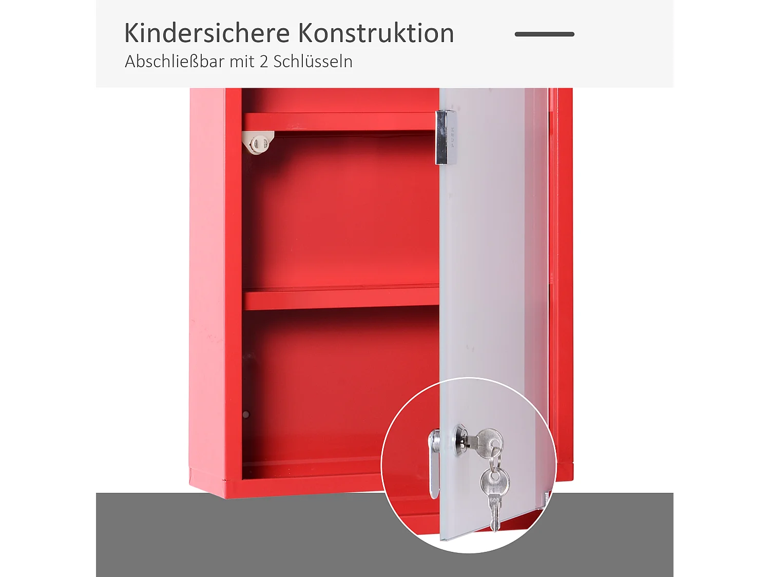 Armadio da farmacia murale in metallo con porta in vetro smaltato verrouillabile 60x30x12 cm