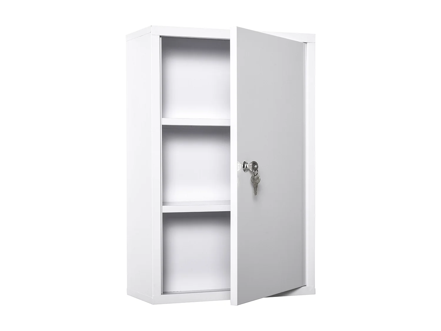 Armoire à pharmacie murale en acier avec serrure 3 niveaux pour salle de bain 40x18x60cm blanc
